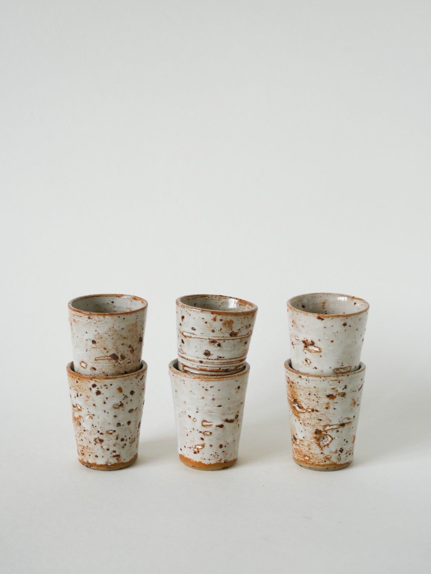 Lot de 6 tasses à expresso en grès vernissé, 1970