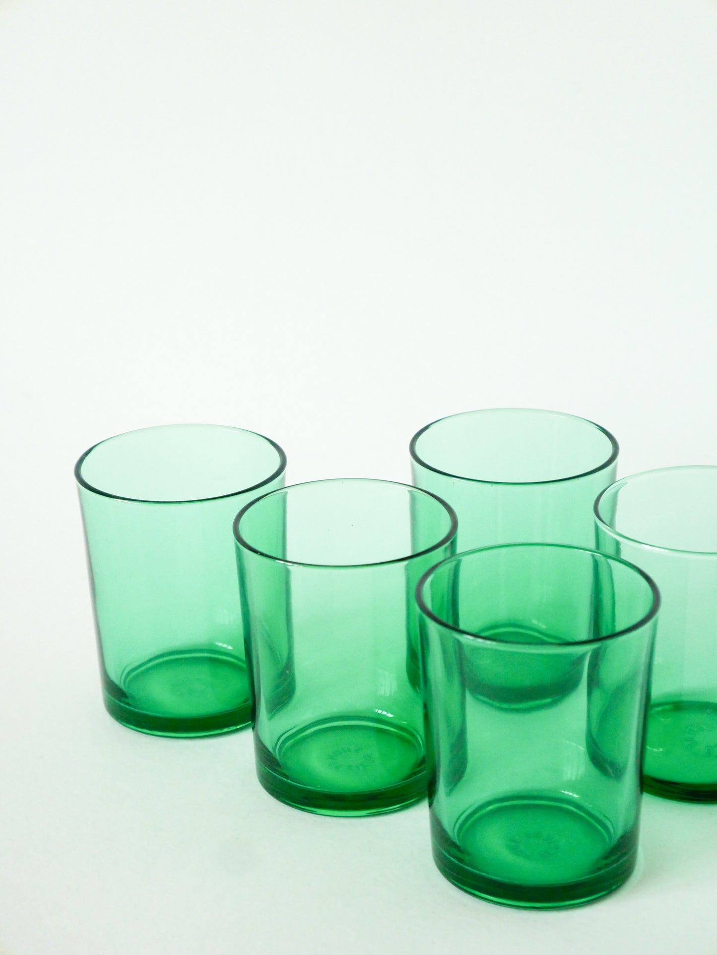 Lot de 5 verres à eau en verre Vert, 1970