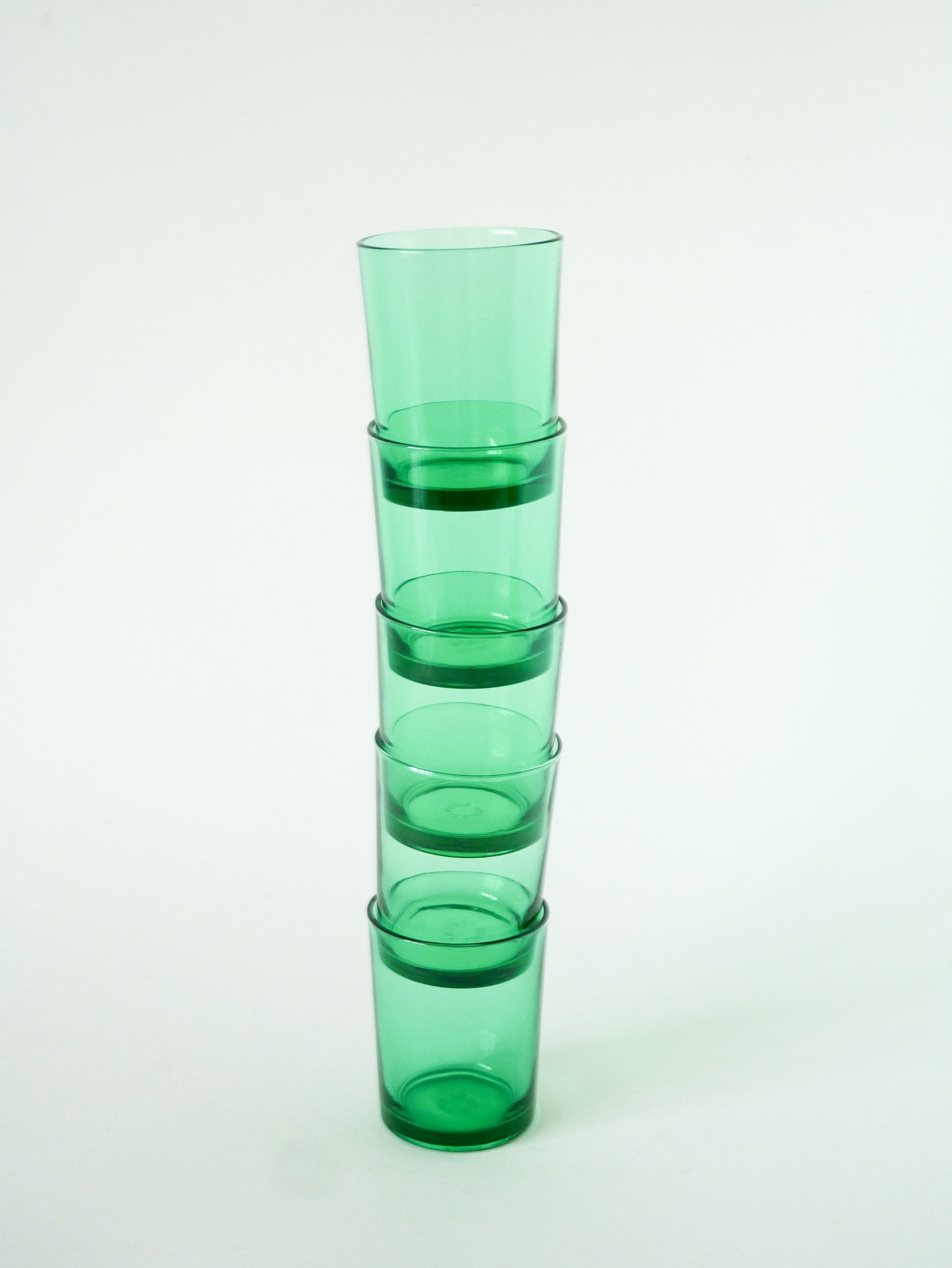 Lot de 5 verres à eau en verre Vert, 1970