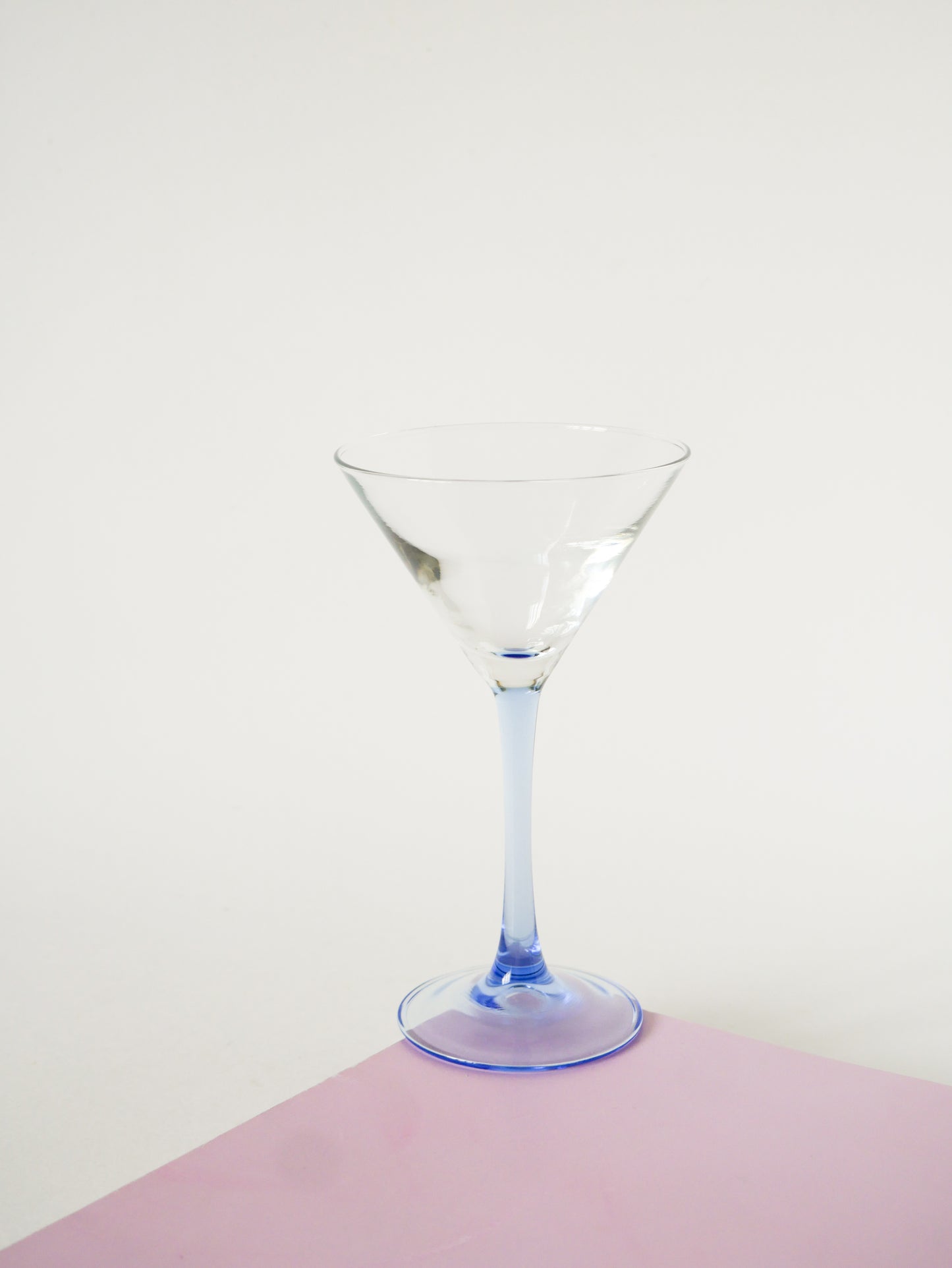 Lot de 6 verres à cocktails en verre à pieds, Bleu, Luminarc, Made in France, 1970
