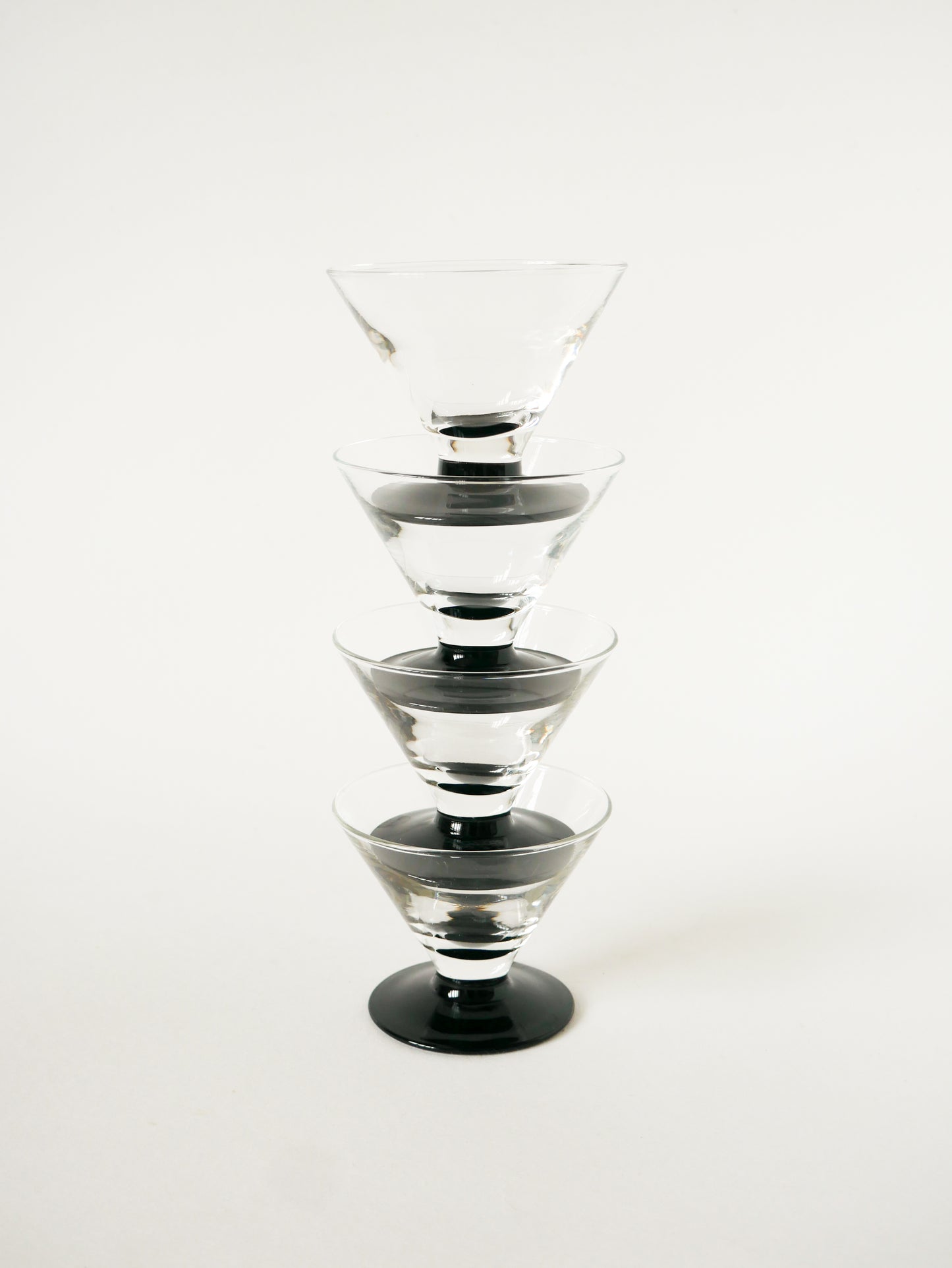 Lot de 4 coupes à champagne, Noir, Made in France, 1970
