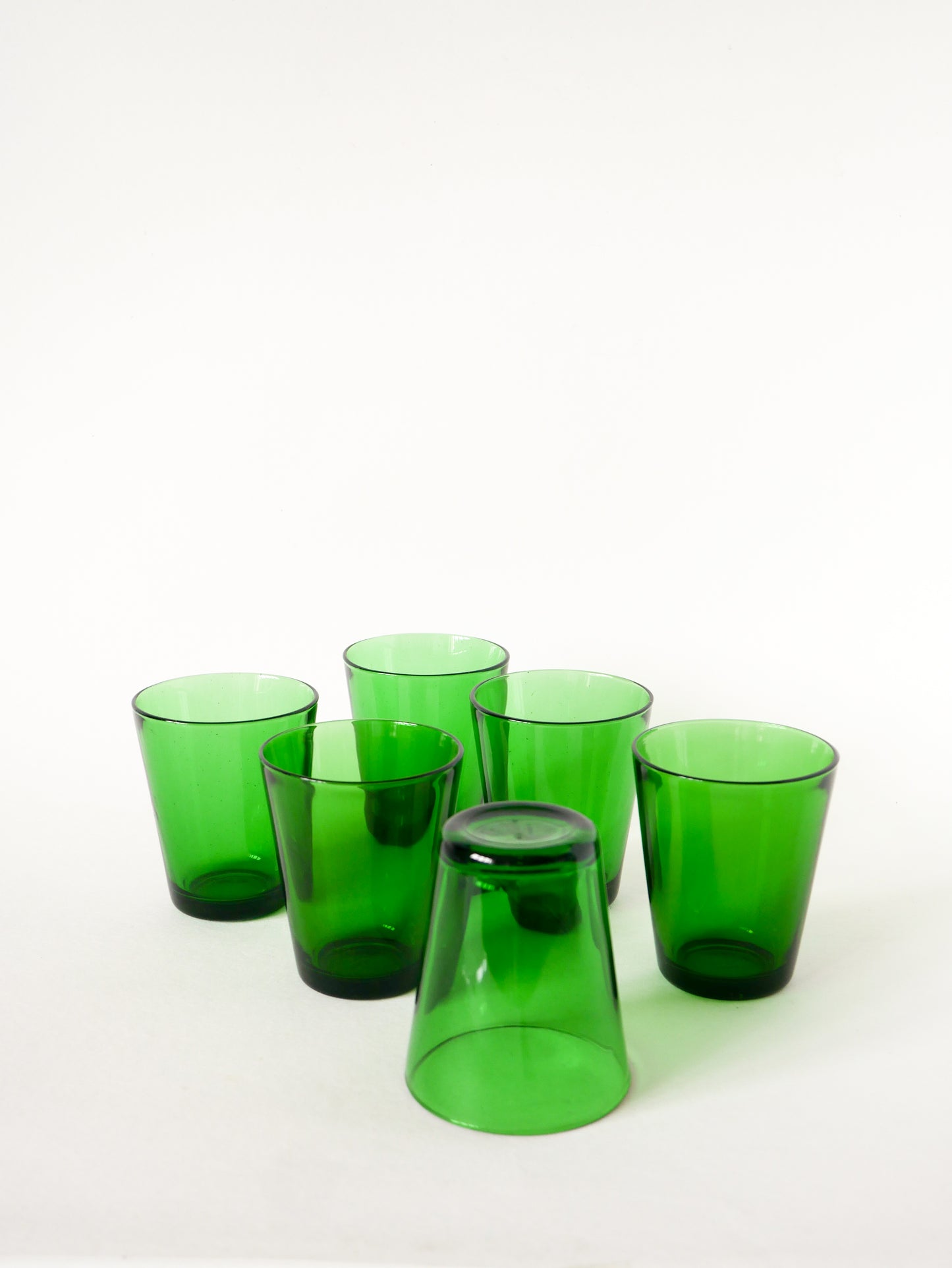 Lot de 6 verres à eau, Vert, Made in France, 1970