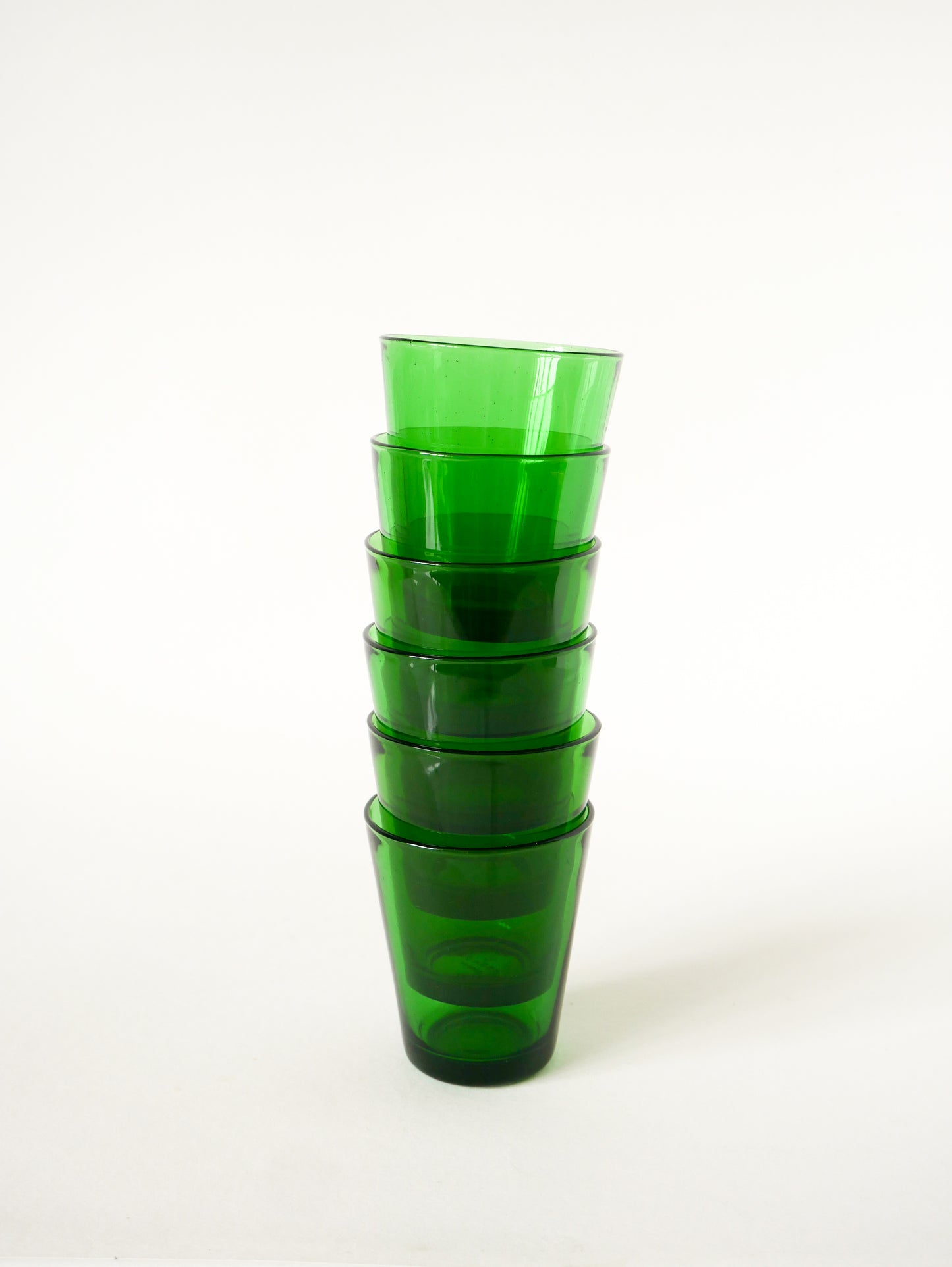 Lot de 6 verres à eau, Vert, Made in France, 1970