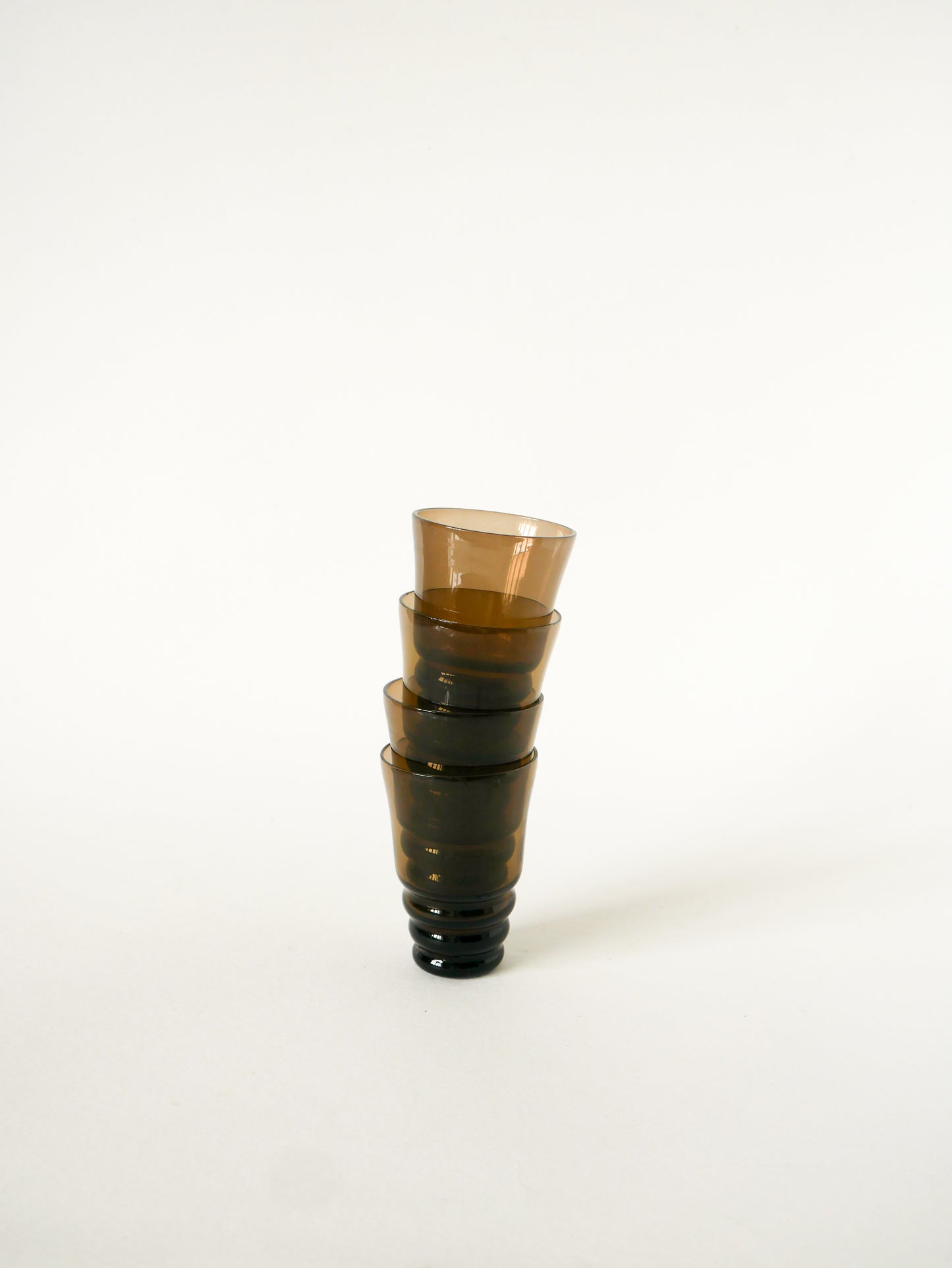 Lot de 4 verres à liqueur en verre fumé, Art Déco, 1930