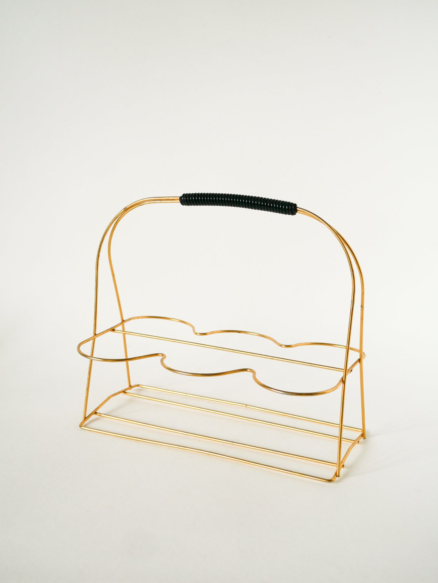 Ensemble de 6 verres en verre coloré et porte-verres en laiton, Design, 1970