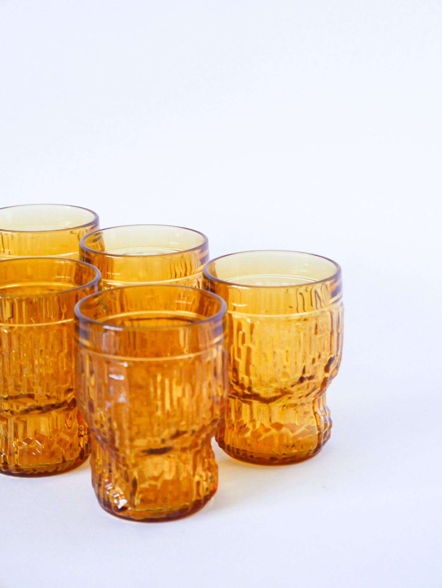 Lot de 7 verres à eau en verre ambrés, Pernod, 1970