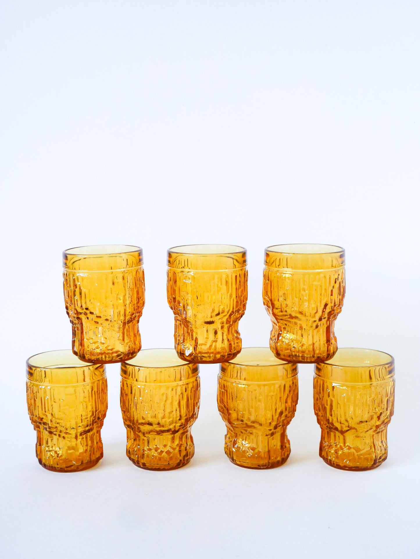 Lot de 7 verres à eau en verre ambrés, Pernod, 1970
