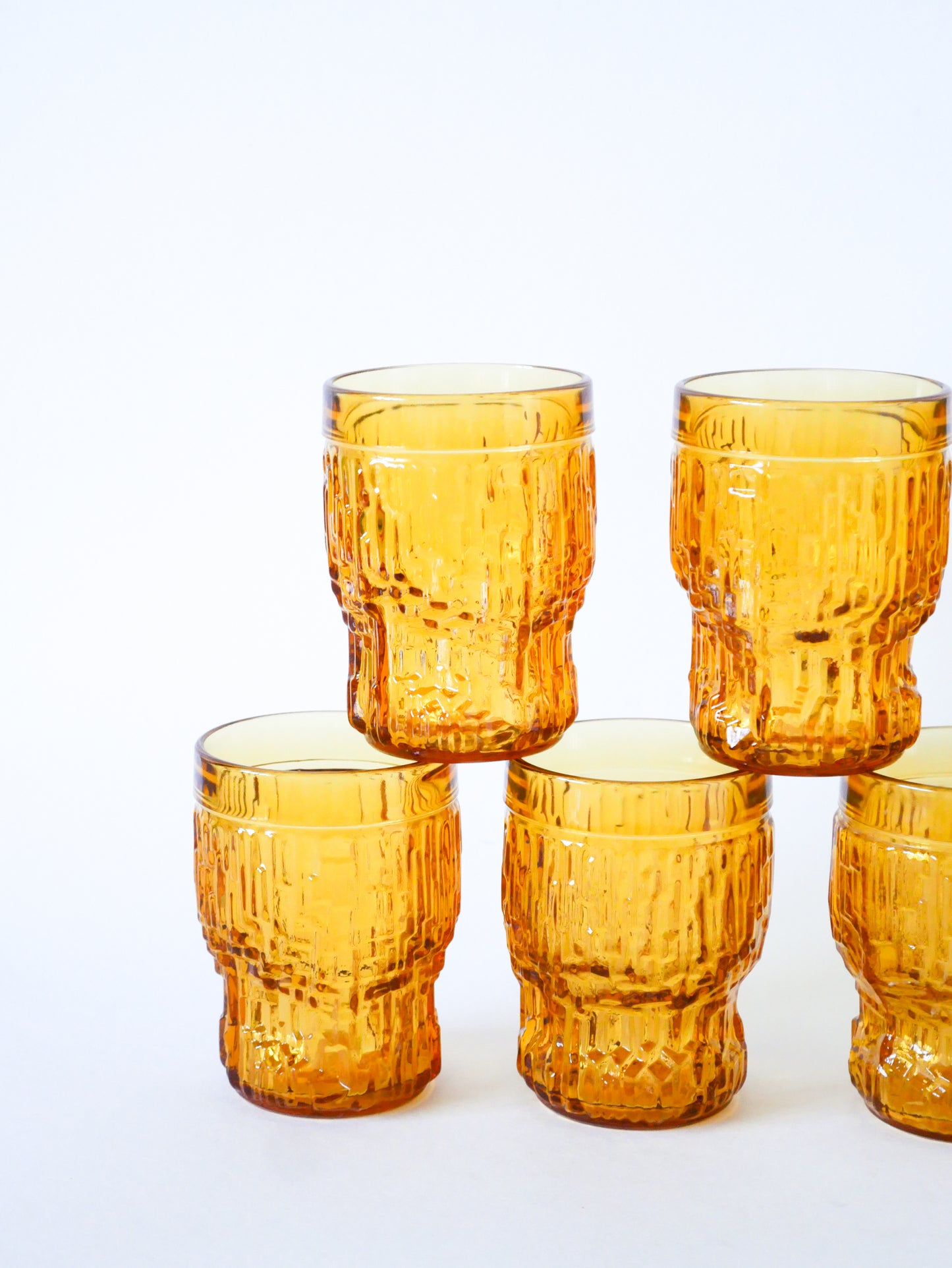 Lot de 7 verres à eau en verre ambrés, Pernod, 1970