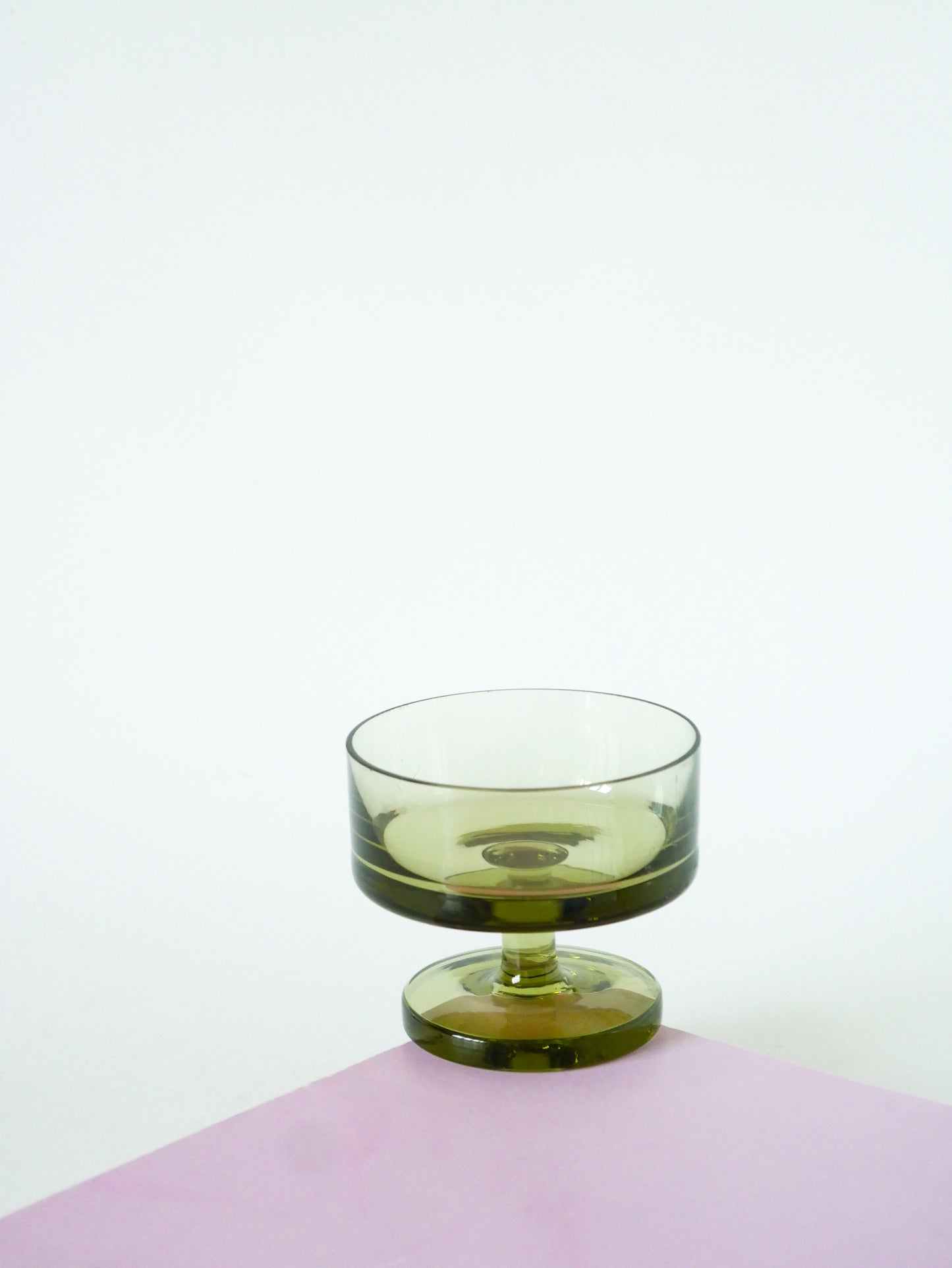 Duo de coupes à champagne, verre épais, Vert Bouteille, Design, 1970