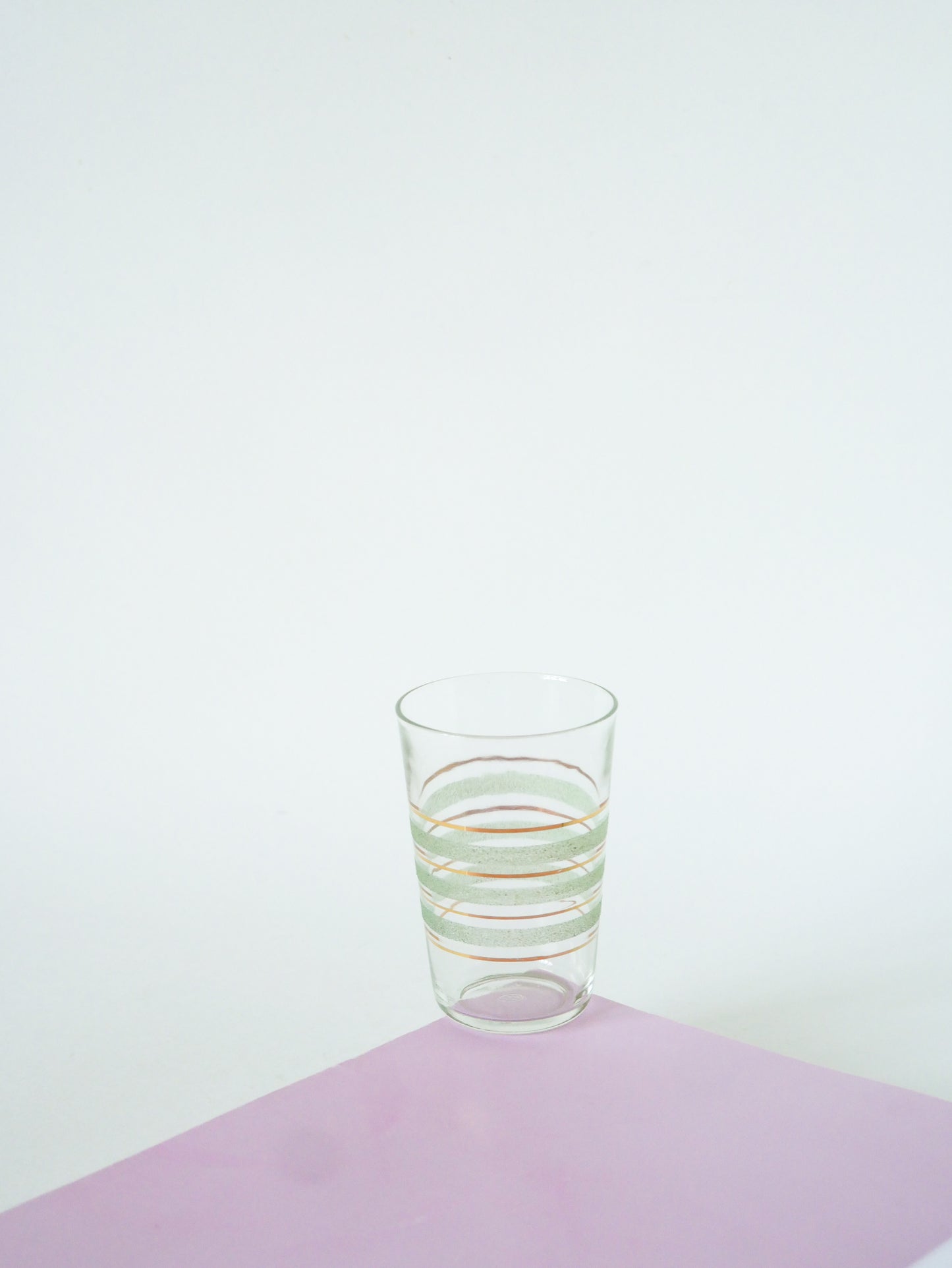 Lot de 6 verres à eau, Granité Vert et liserés Dorés, 1950