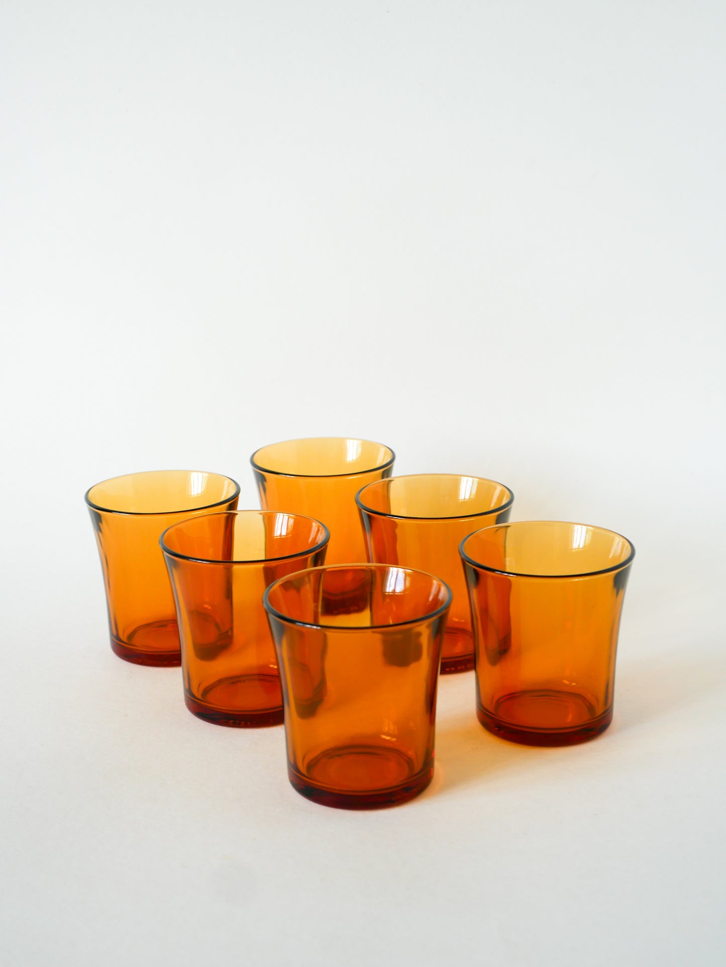 Lot de 6 verres à eau Duralex en verre ambré, 1960
