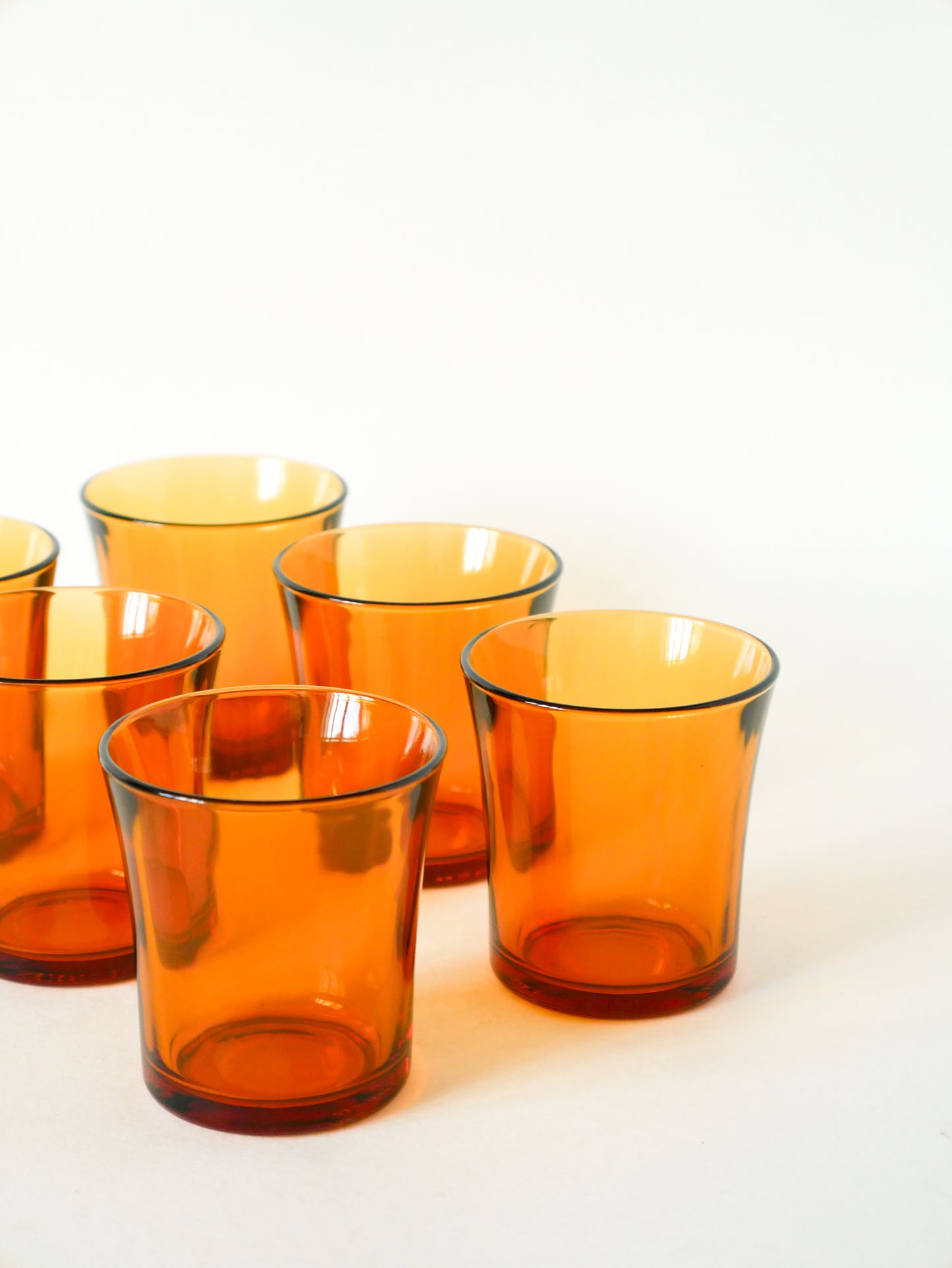 Lot de 6 verres à eau Duralex en verre ambré, 1960