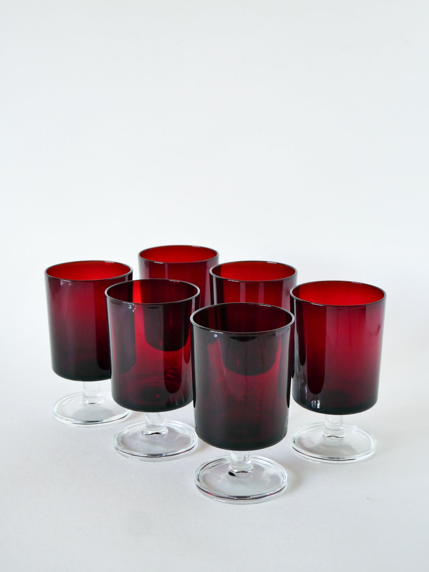Lot de 6 grands verres à vin Luminarc, modèle "Cavalier", Bordeaux, Design, 1970