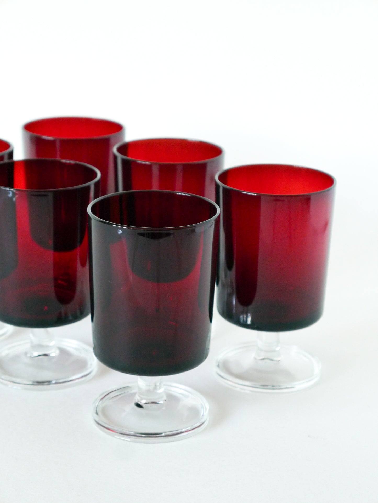 Lot de 6 grands verres à vin Luminarc, modèle "Cavalier", Bordeaux, Design, 1970
