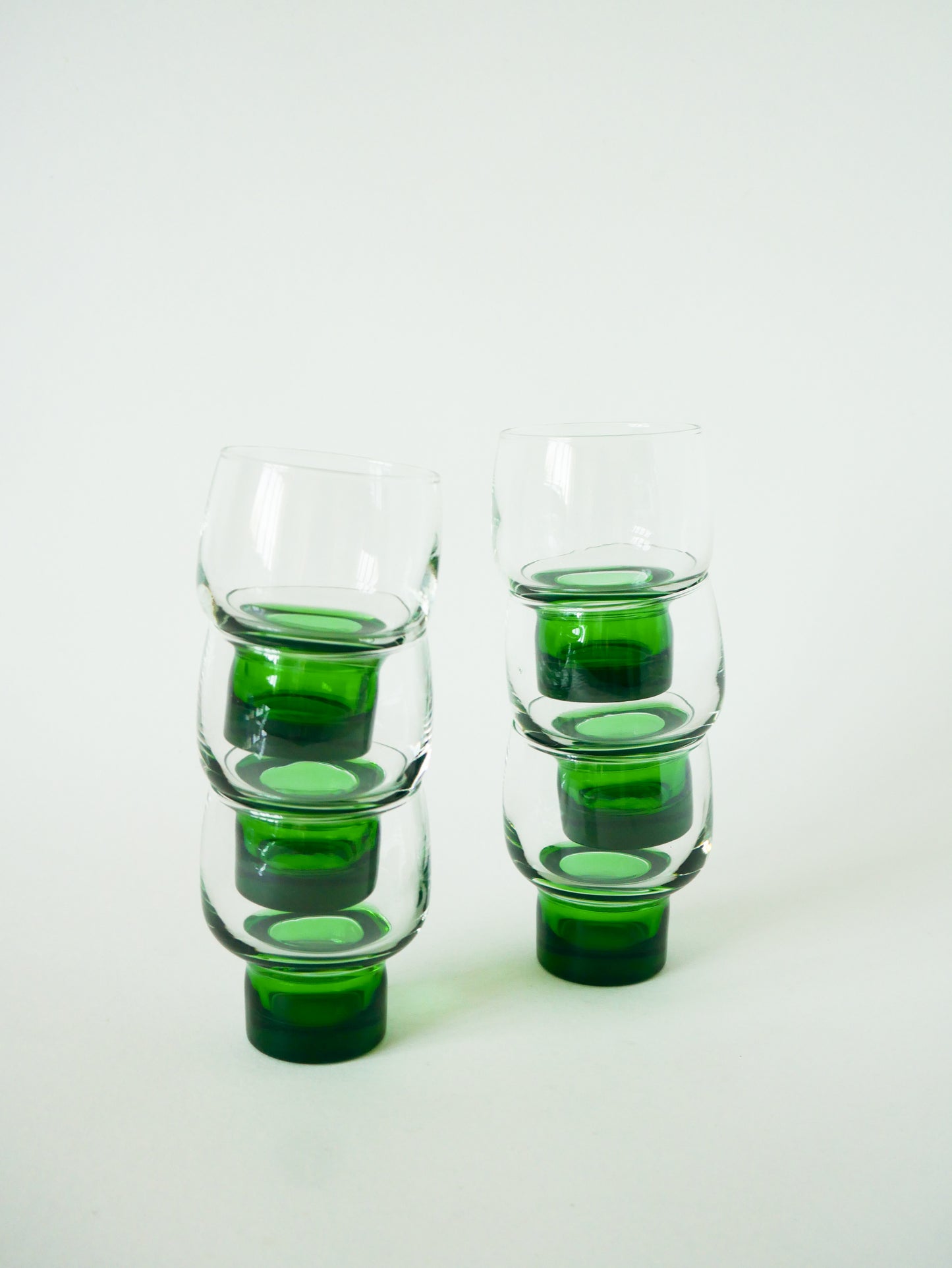 Lot de 6 petits verres à vin, pieds Vert, Luminarc, Design, 1970