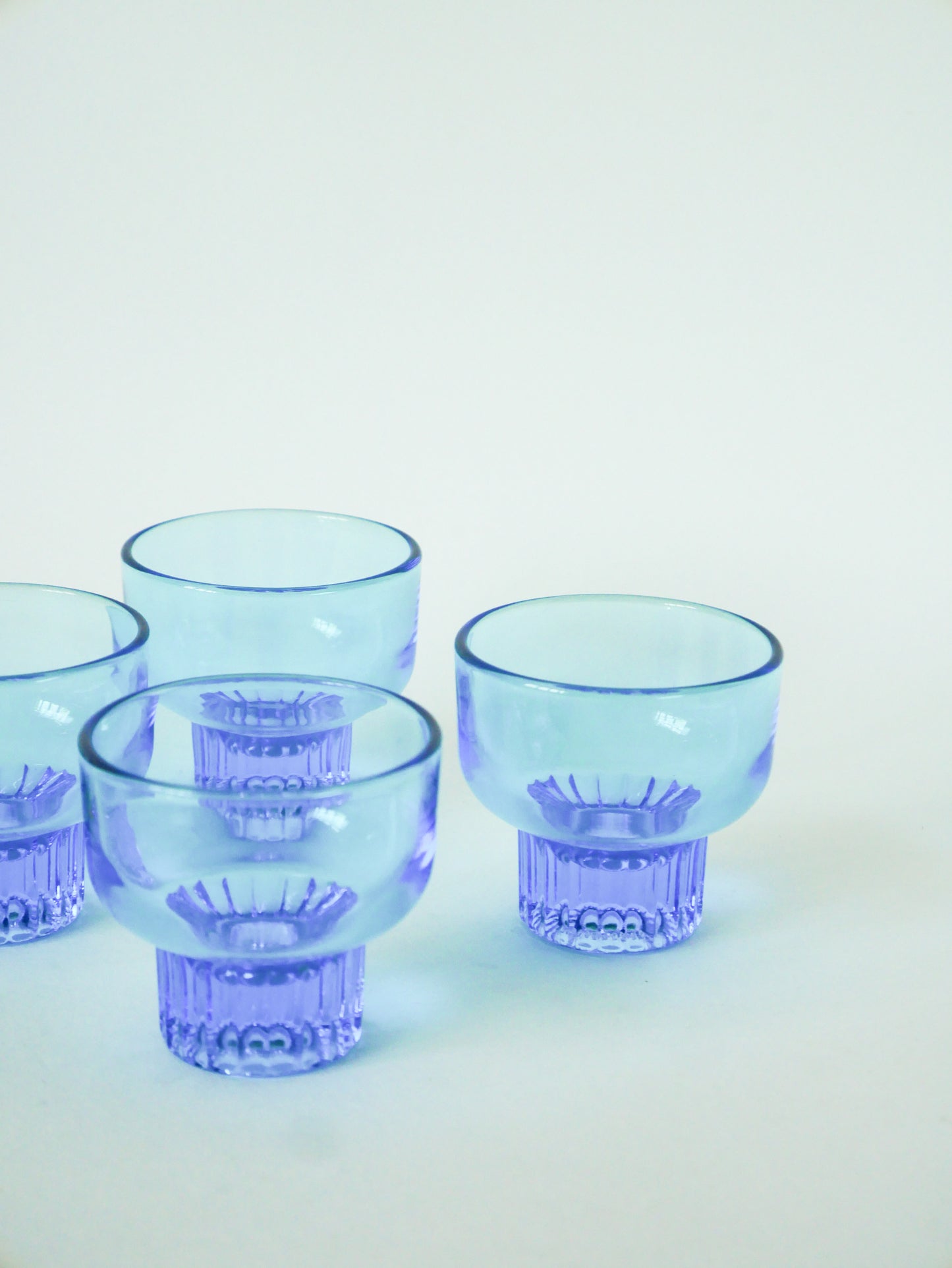 Lot de 4 petits verres, Turquoise, 1970