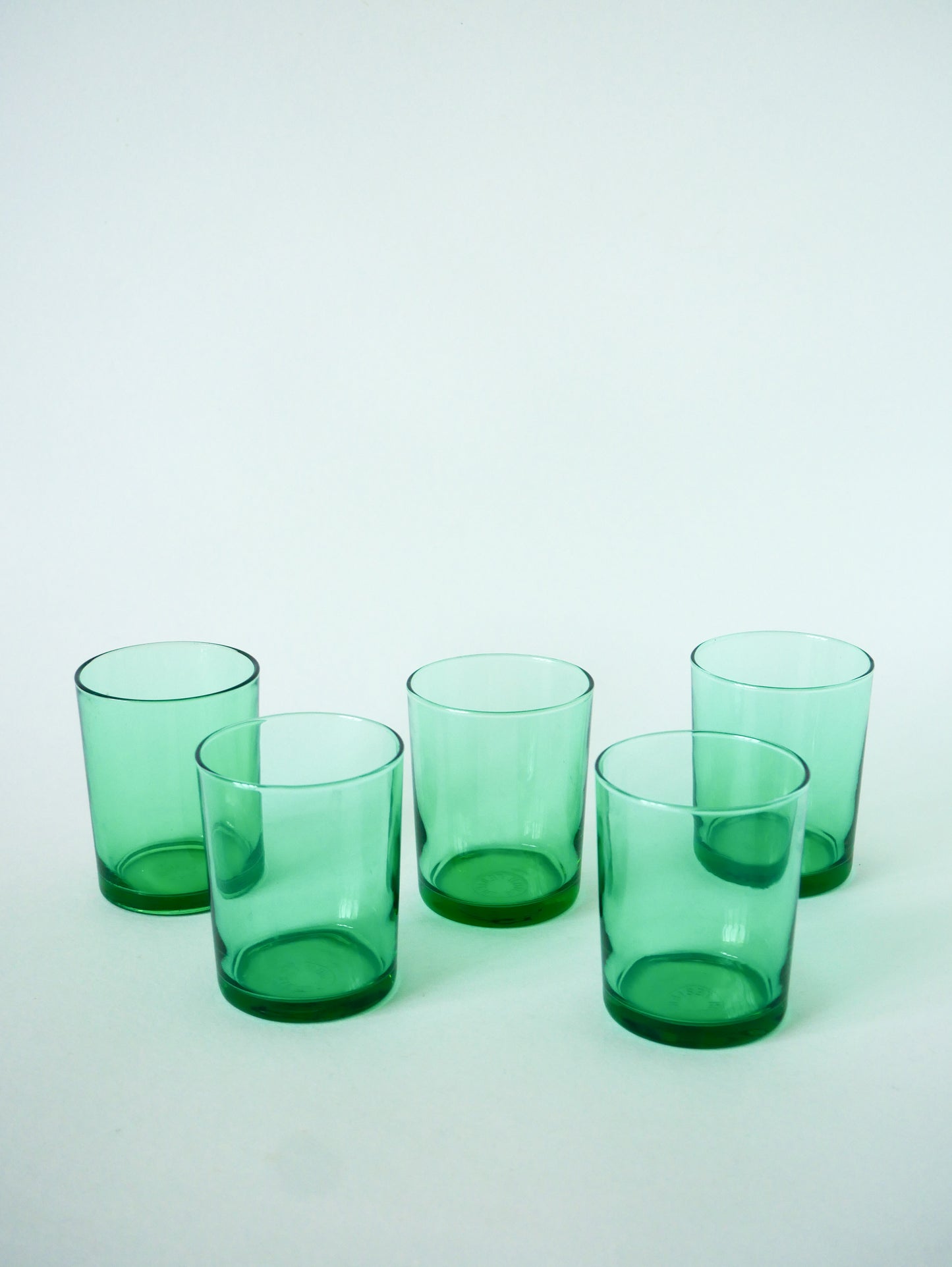Lot de 5 verres à eau, Vert, 1970 - 8 X 6.5 cm
