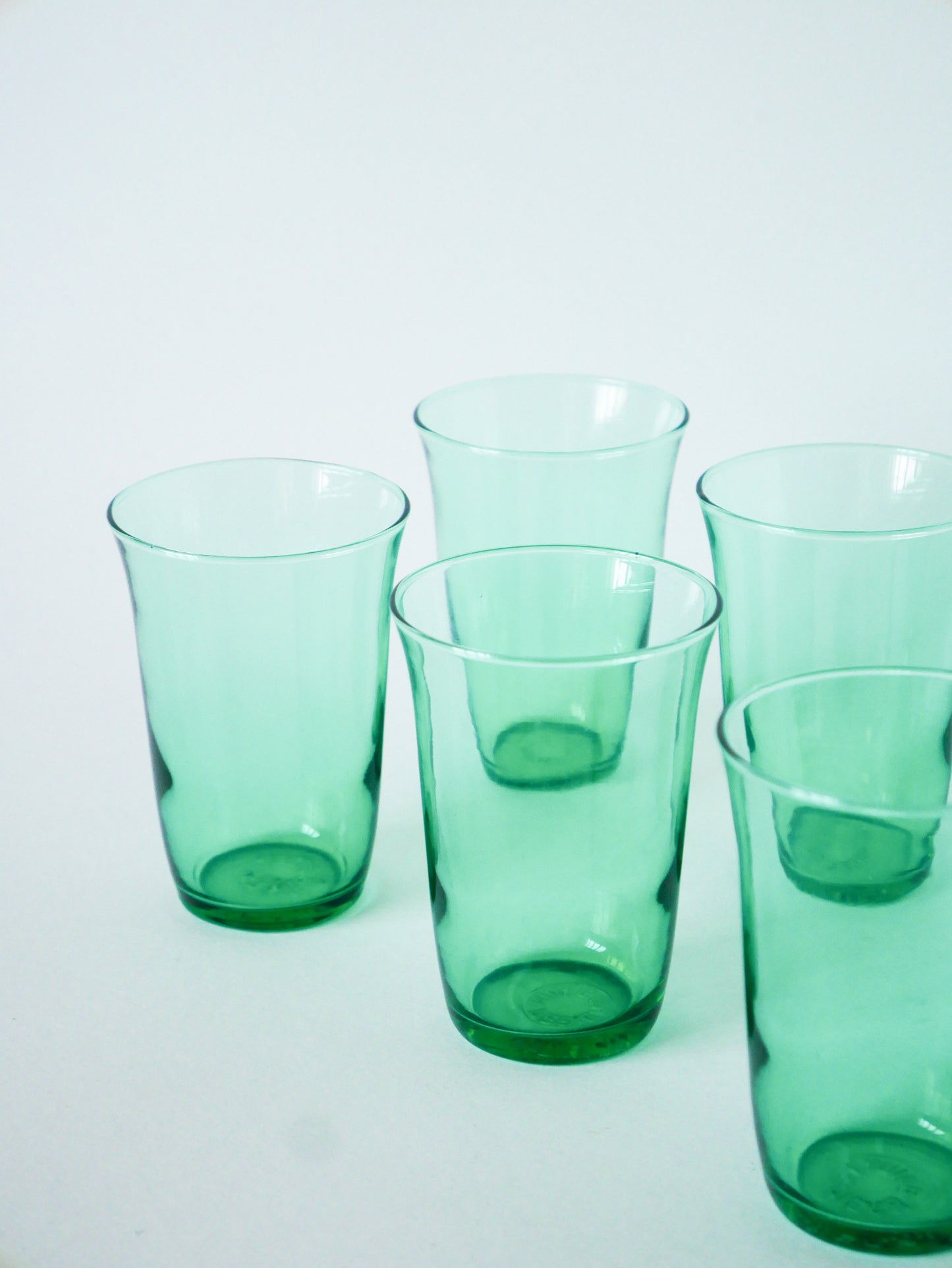 Lot de 6 verres à eau, Vert, 1970 - 10 X 6.5 cm