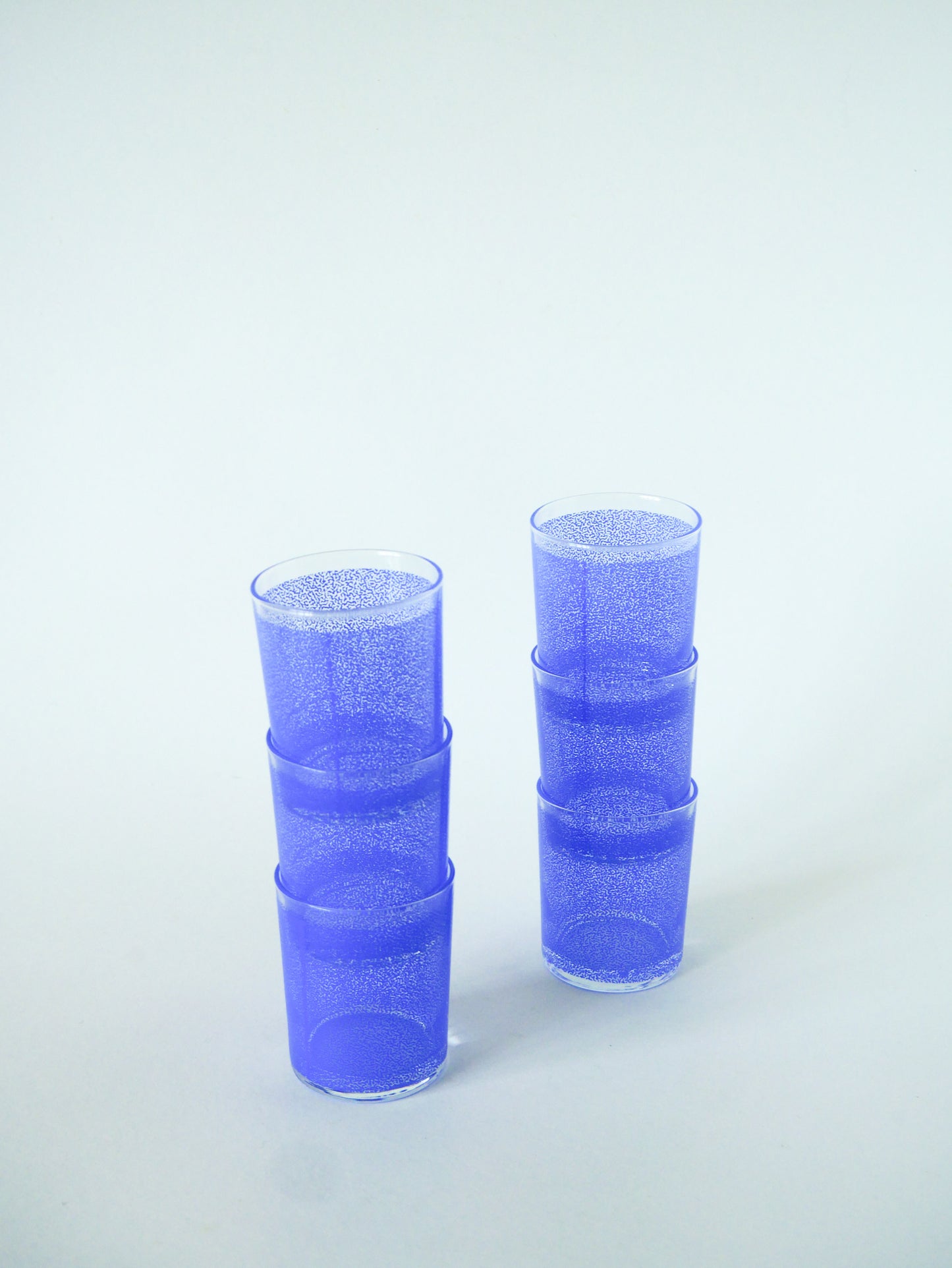 Lot de 6 petits verres à eau, Moucheté Bleu, 1970