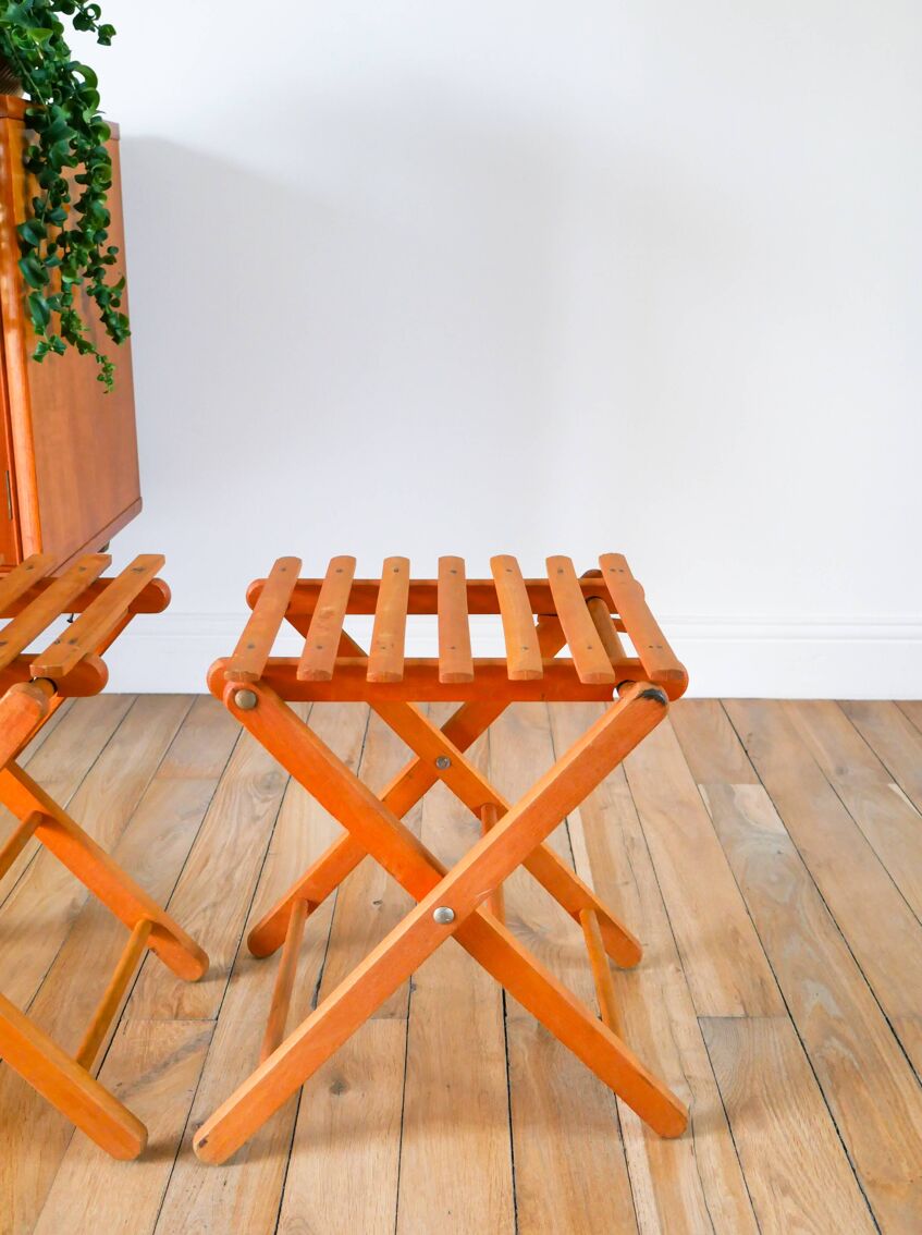 Paire de tabourets pliants anciens