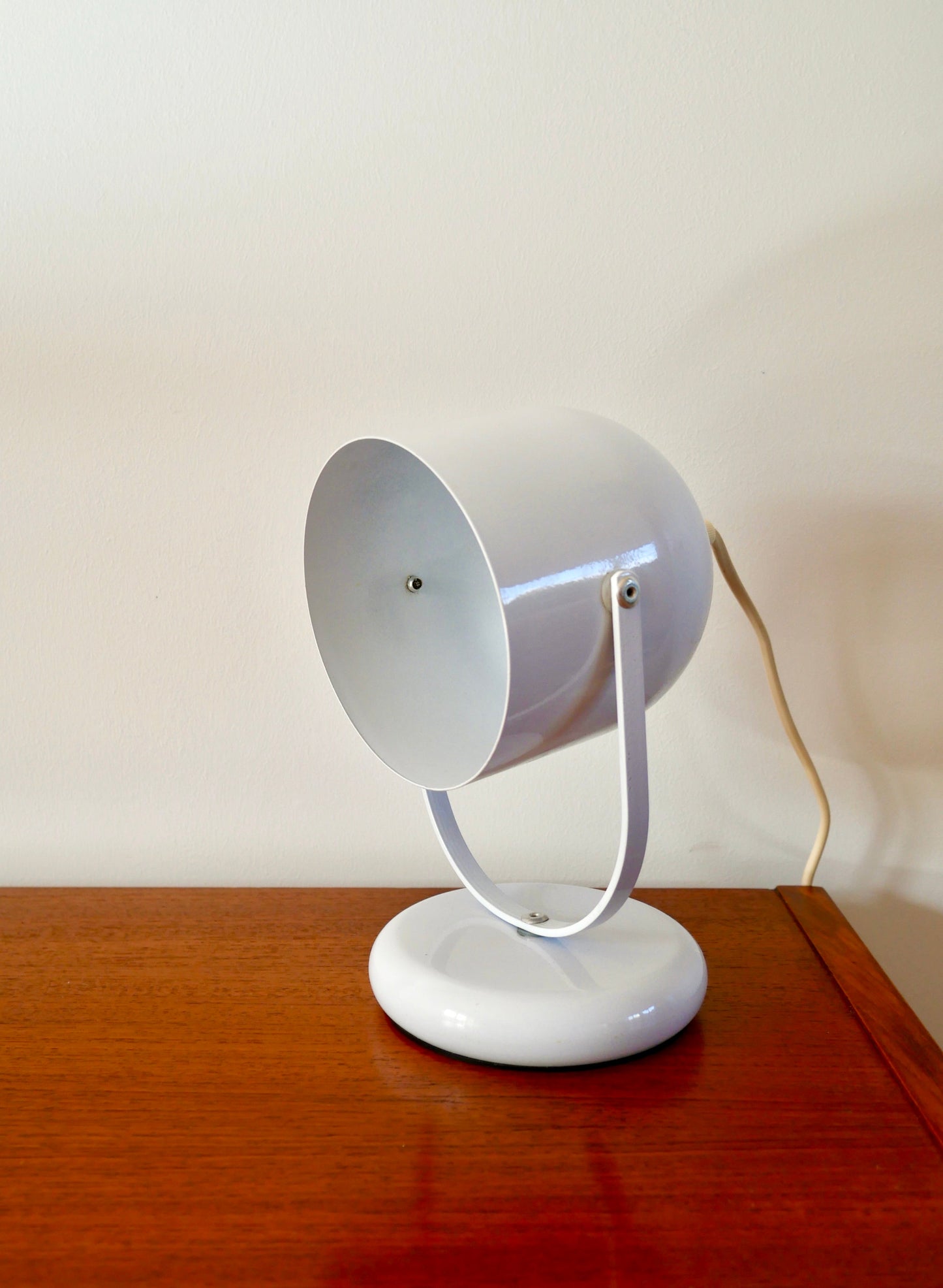 Lampe de bureau EyeBall Space Age blanche années 70
