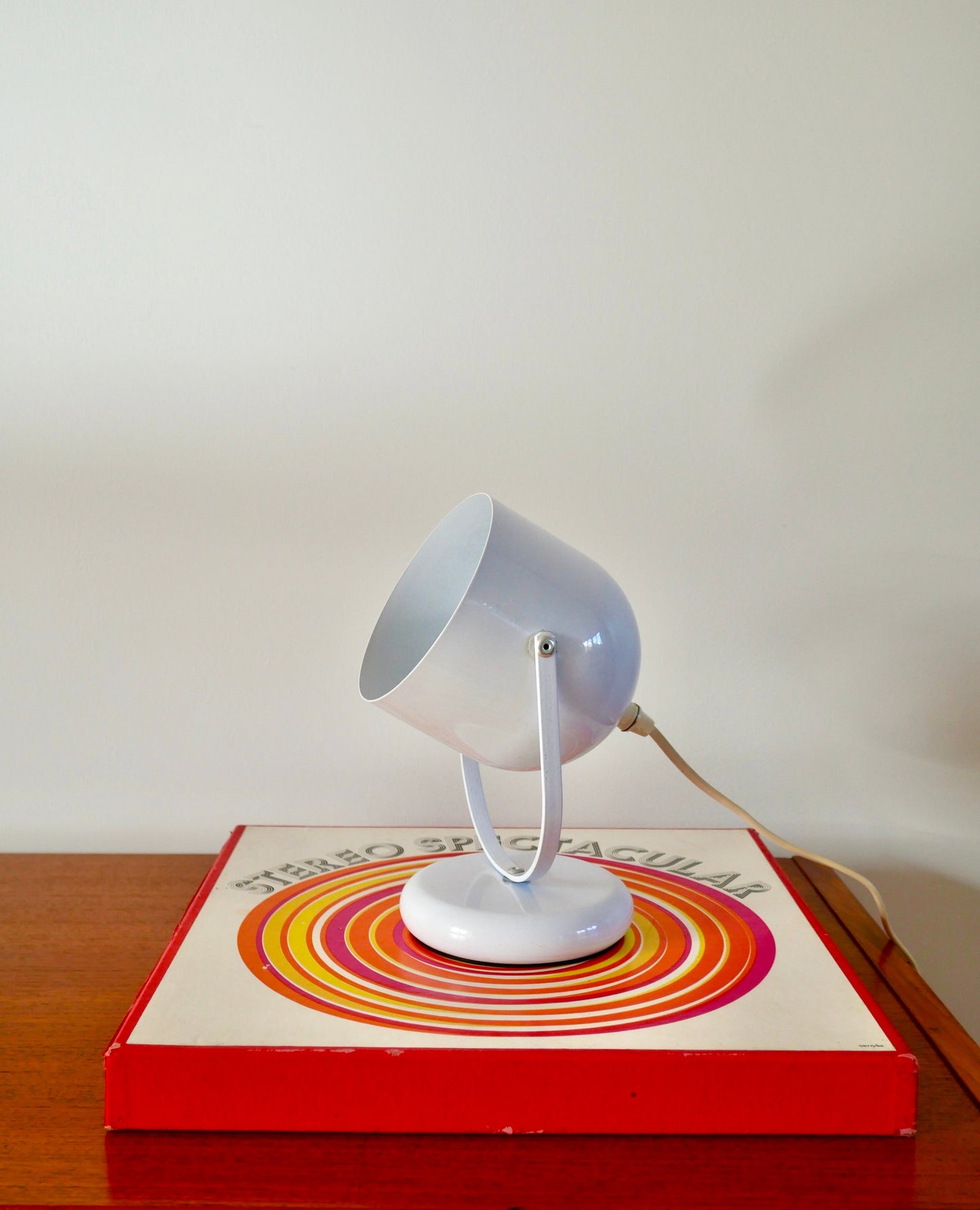 Lampe de bureau EyeBall Space Age blanche années 70