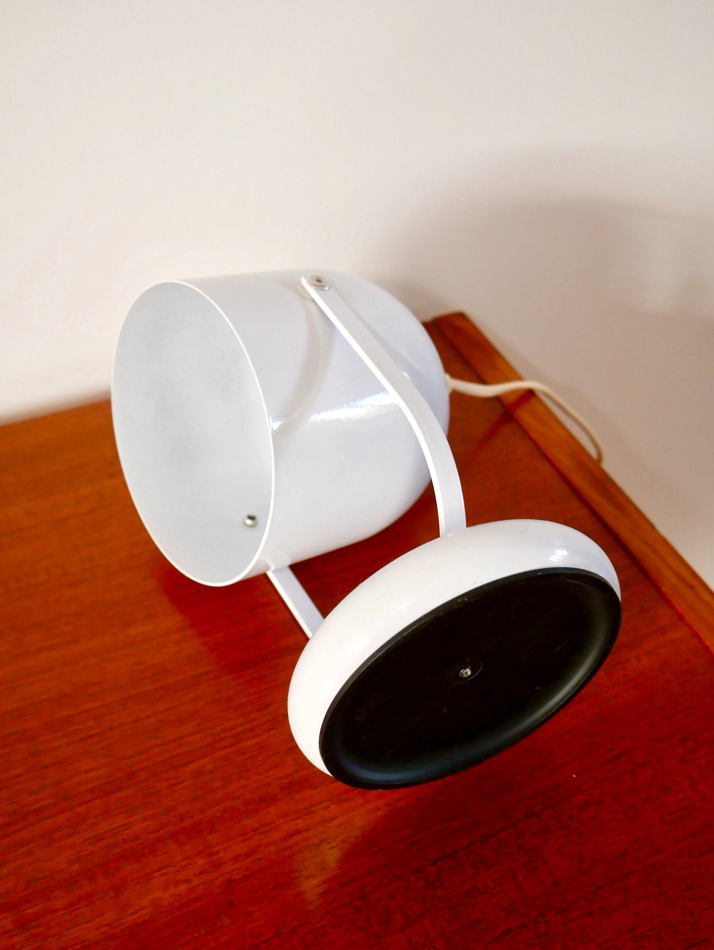 Lampe de bureau EyeBall Space Age blanche années 70