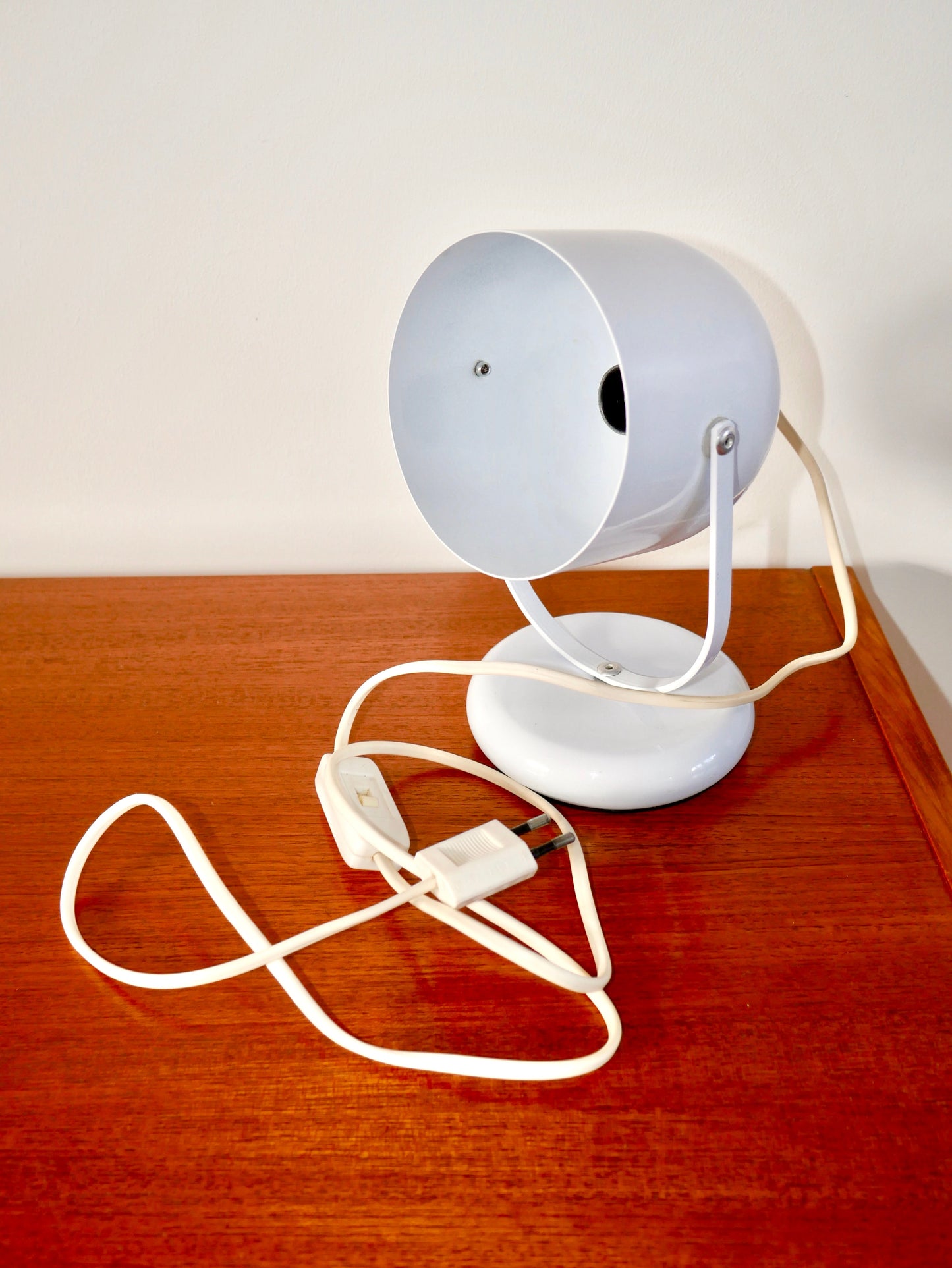 Lampe de bureau EyeBall Space Age blanche années 70