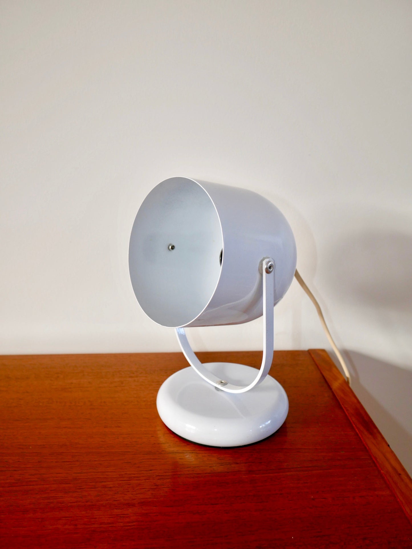 Lampe de bureau EyeBall Space Age blanche années 70