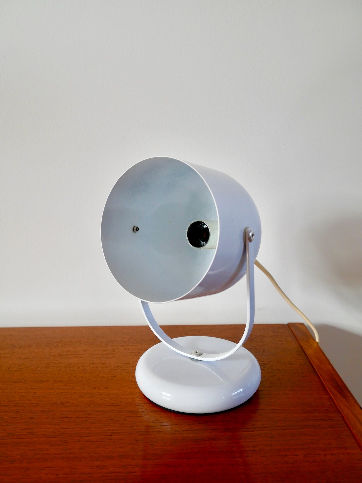 Lampe de bureau EyeBall Space Age blanche années 70