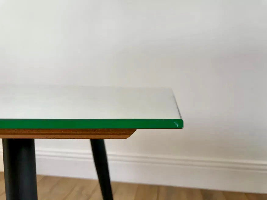 Table basse design miroir et pieds compas années 50