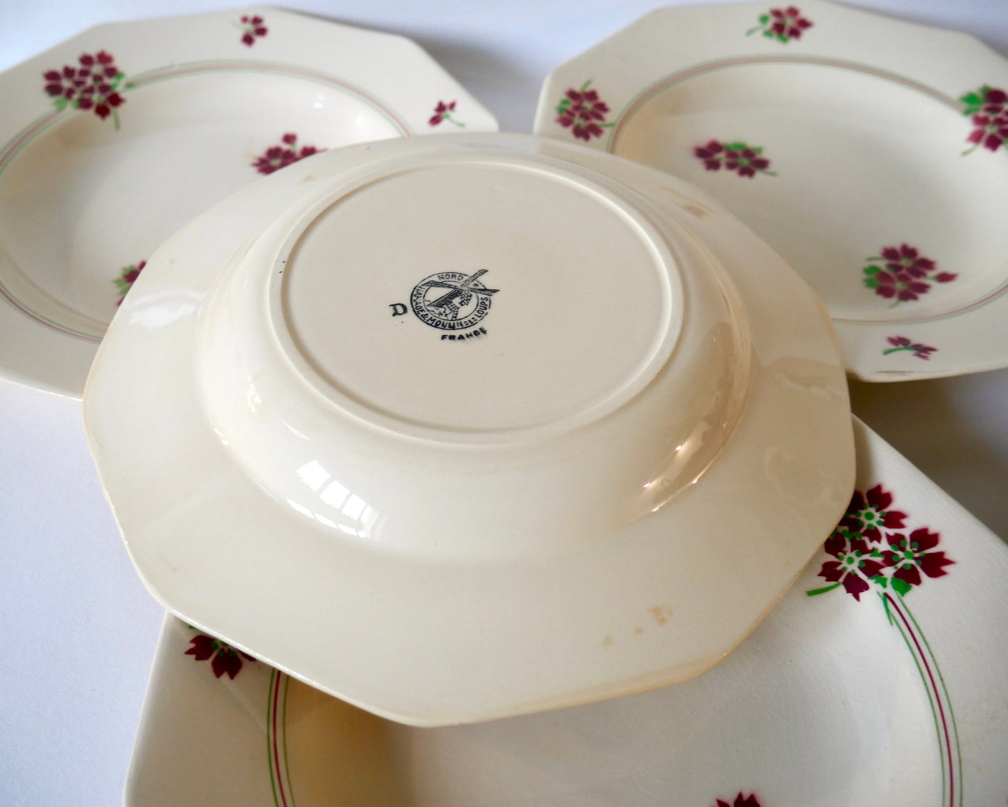 Lot de 5 assiettes creuses Moulin des Loups Hamage années 20-30