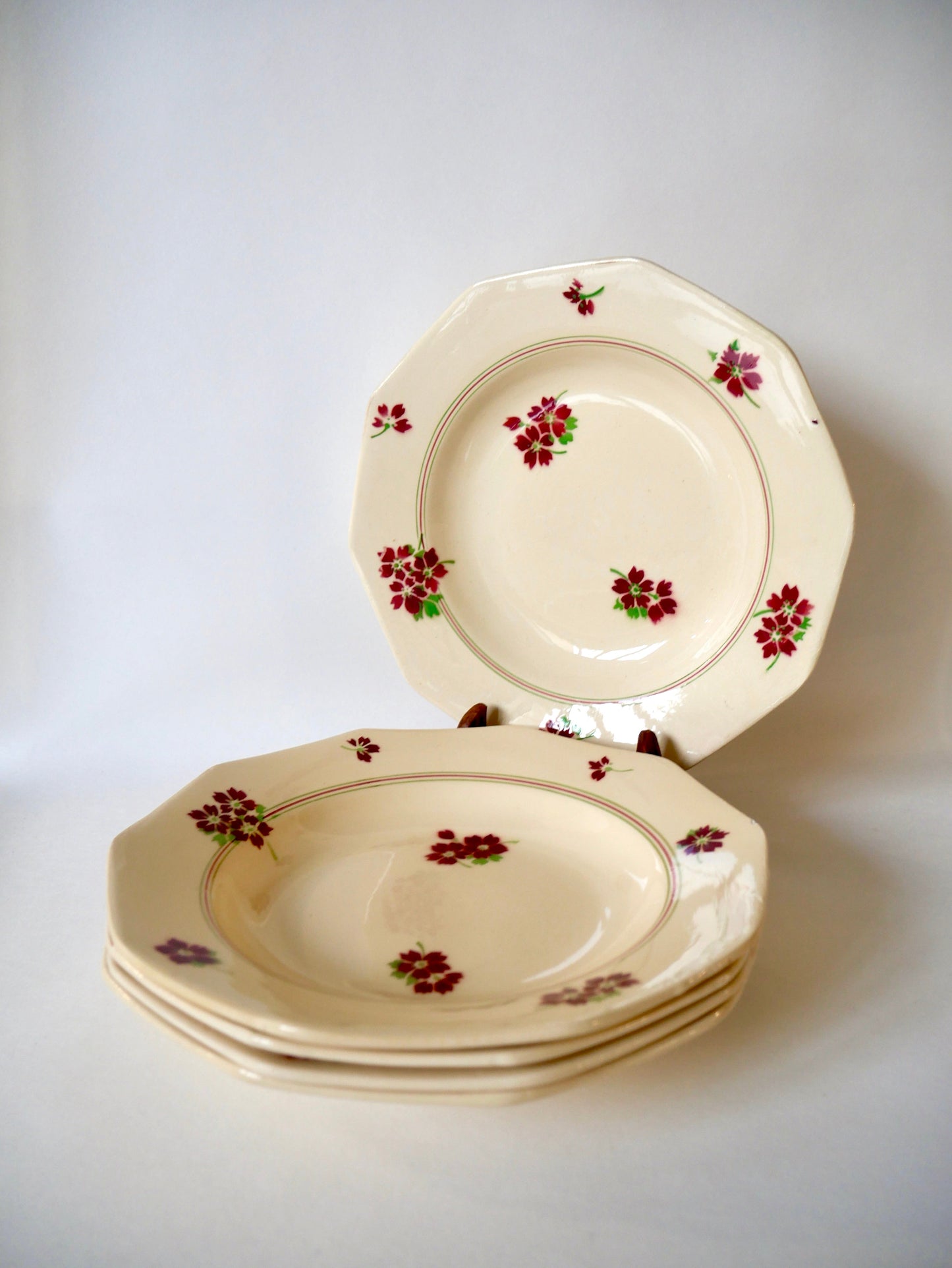 Lot de 5 assiettes creuses Moulin des Loups Hamage années 20-30
