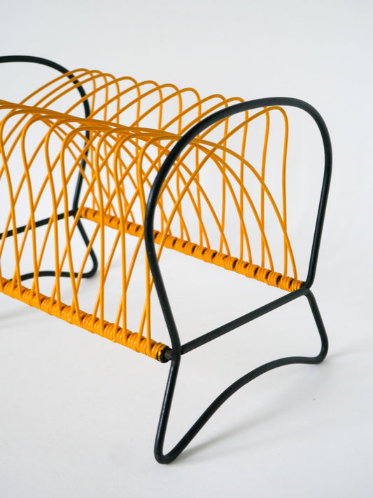 Range-vinyles en scoubidou Jaune et fer Noir, 1960