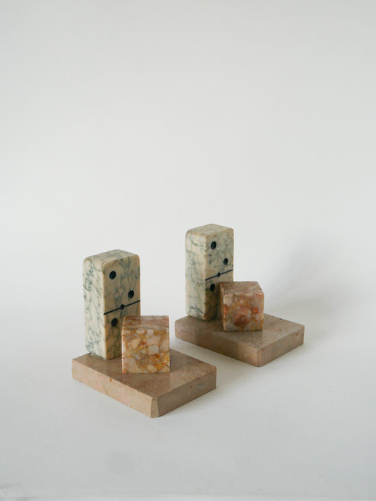 Paire de serre-livres en marbre, modèle Domino, 1950