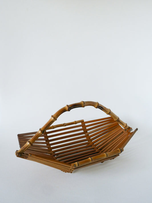 Panière en bambou et teck, Design, 1960