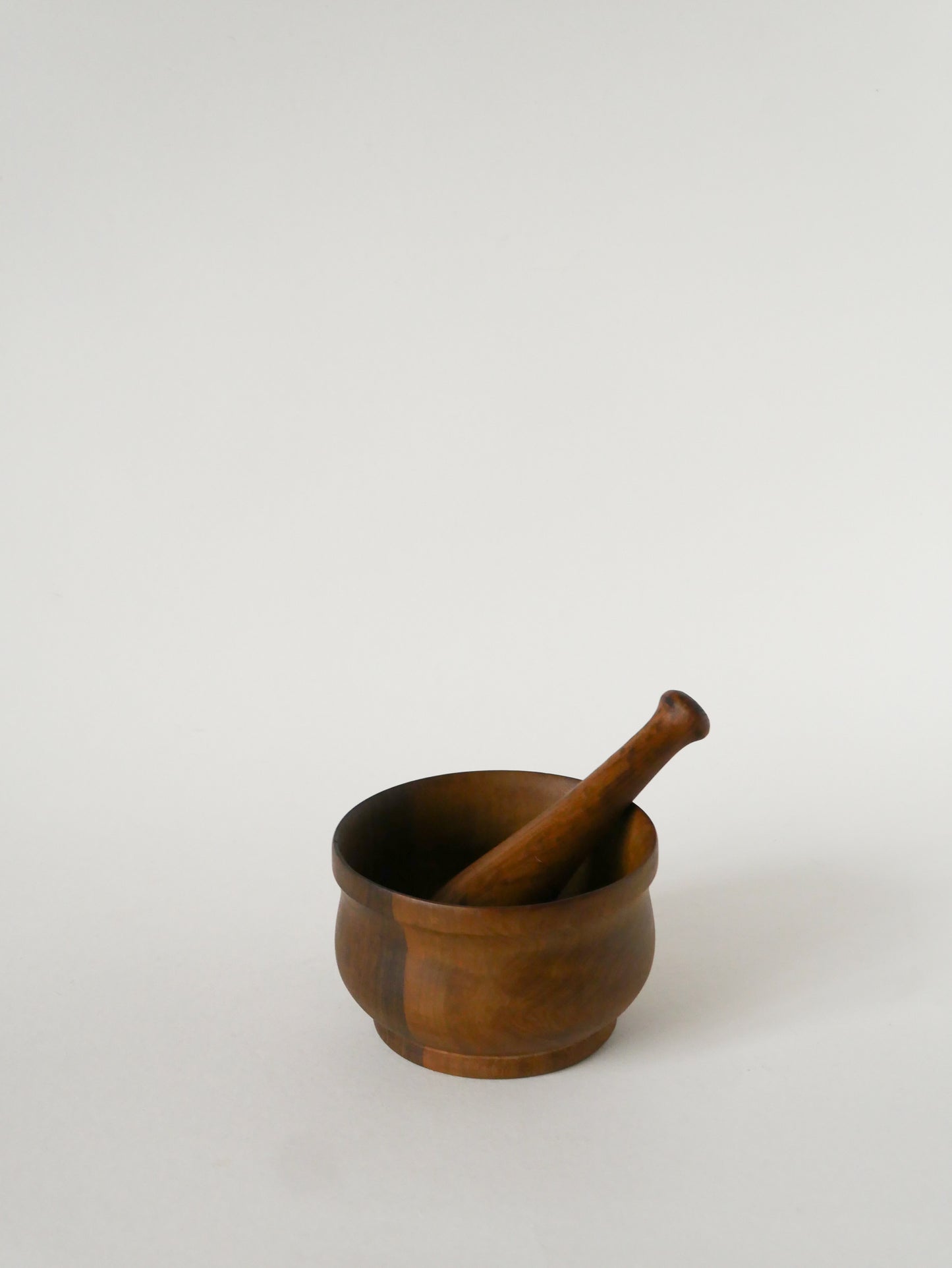 Mortier et pilon en bois d'olivier, Vintage