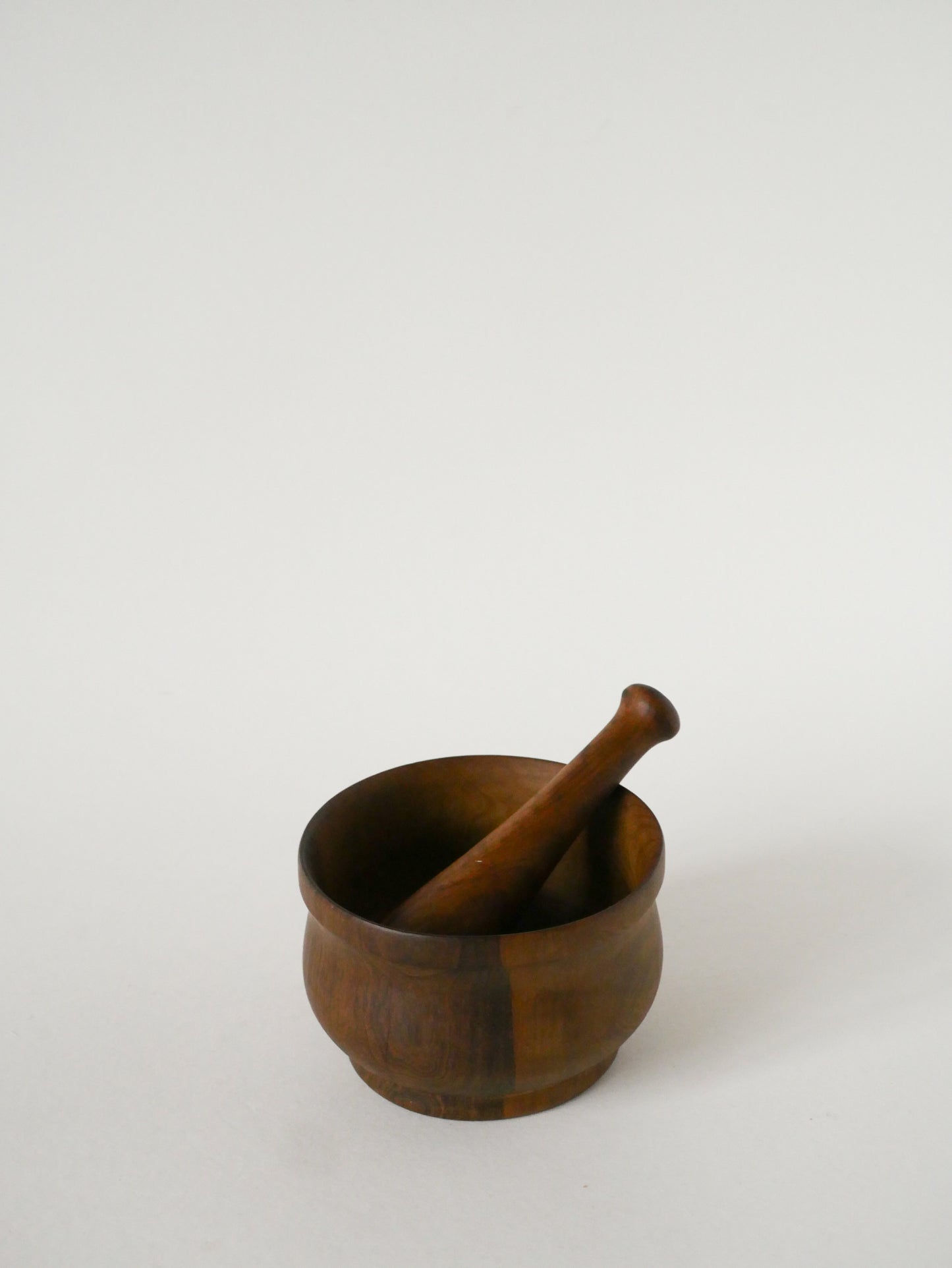 Mortier et pilon en bois d'olivier, Vintage