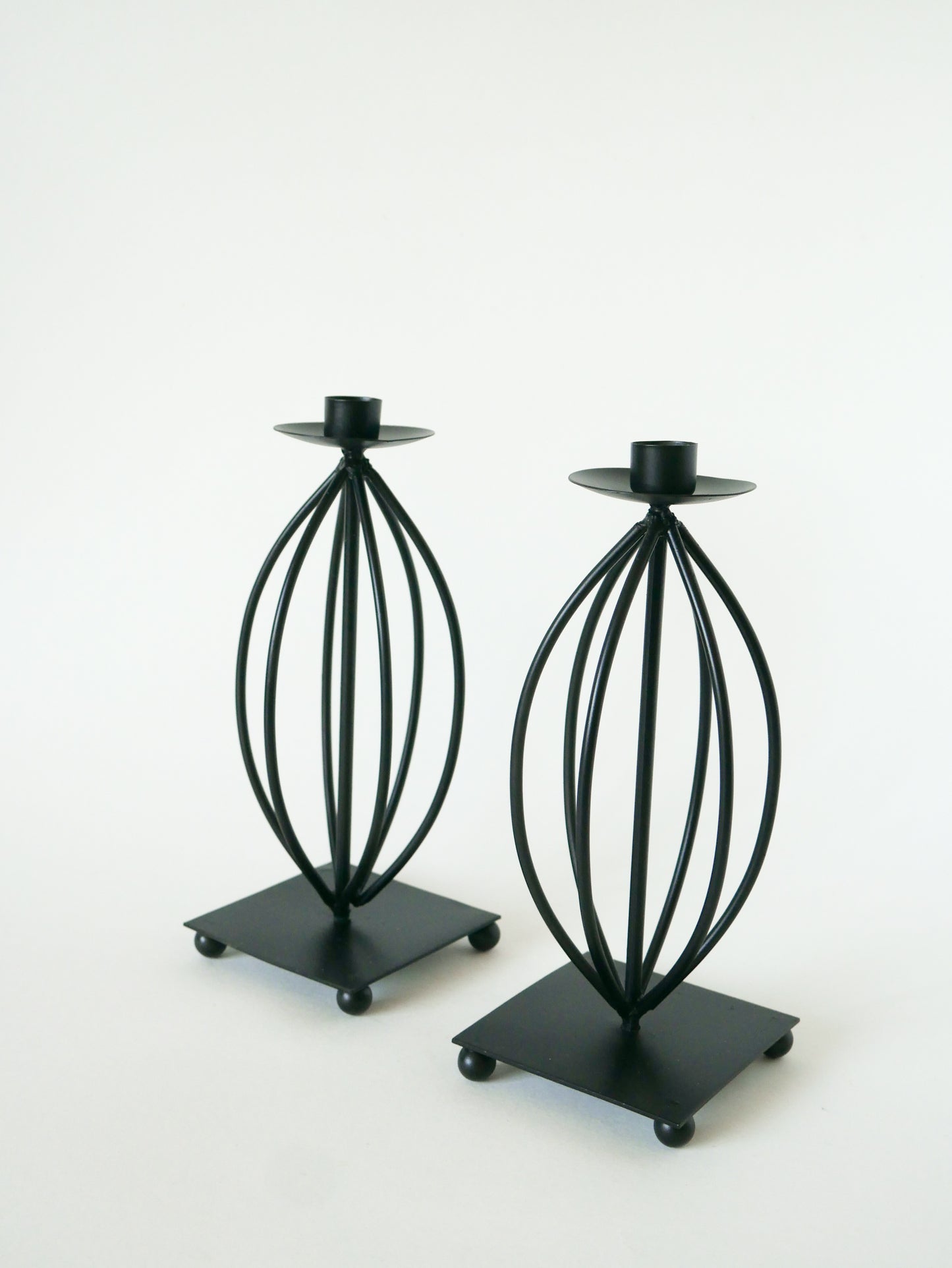 Paire de bougeoirs en fer forgé, Vintage - 24 X 10 cm