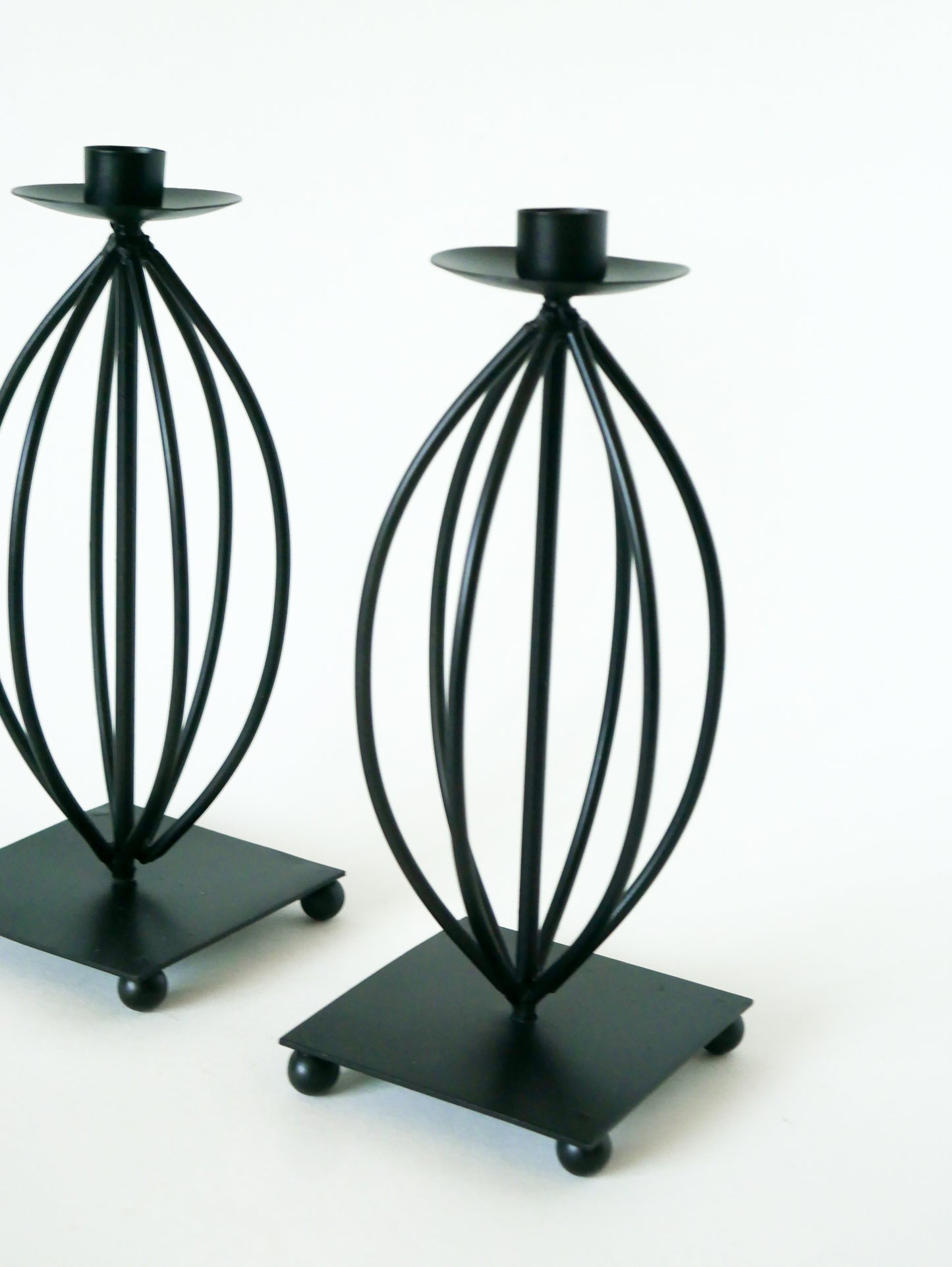 Paire de bougeoirs en fer forgé, Vintage - 24 X 10 cm