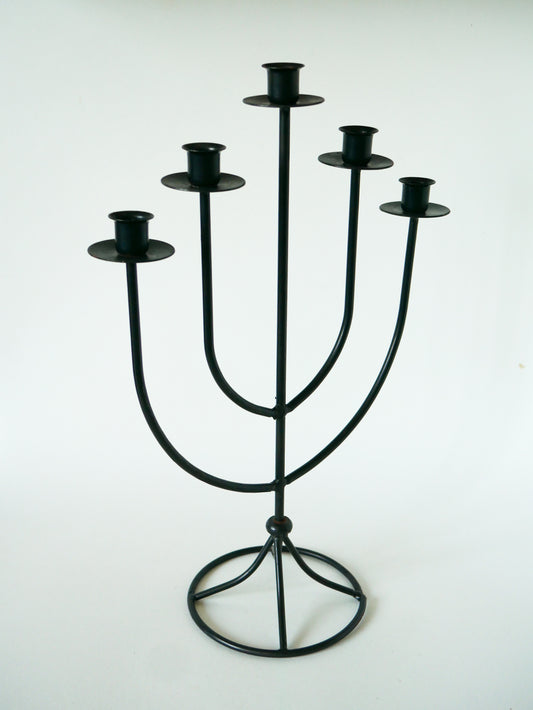 Grand chandelier en fer Noir, Brutaliste, 1970