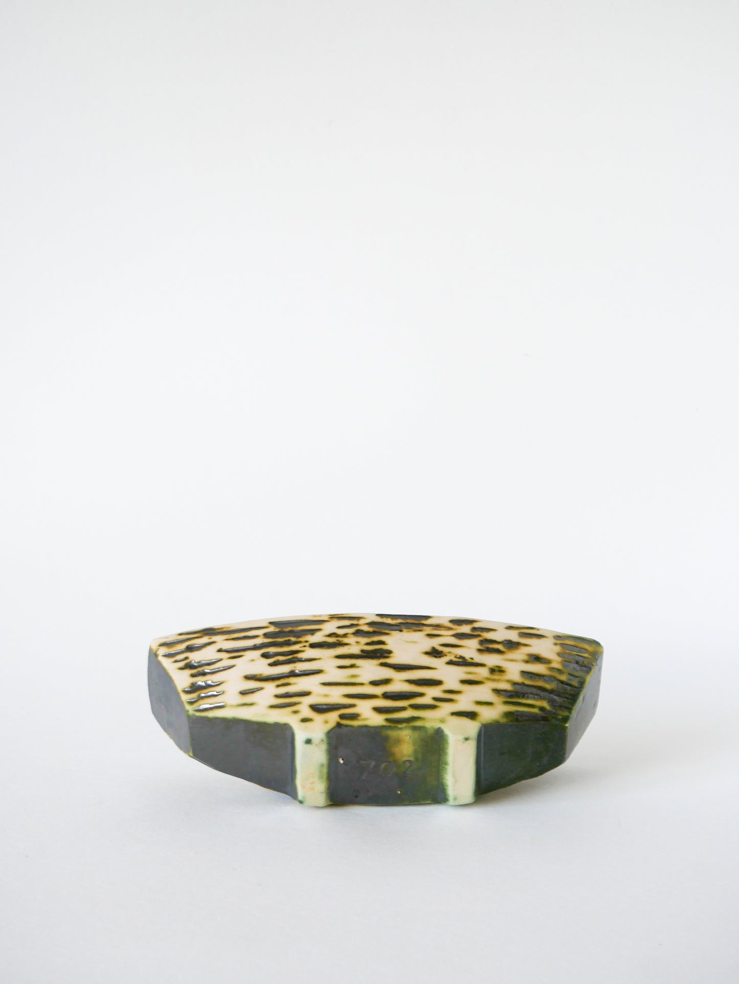 Mini jardinière en céramique sur pieds, Vert, Design, 1970