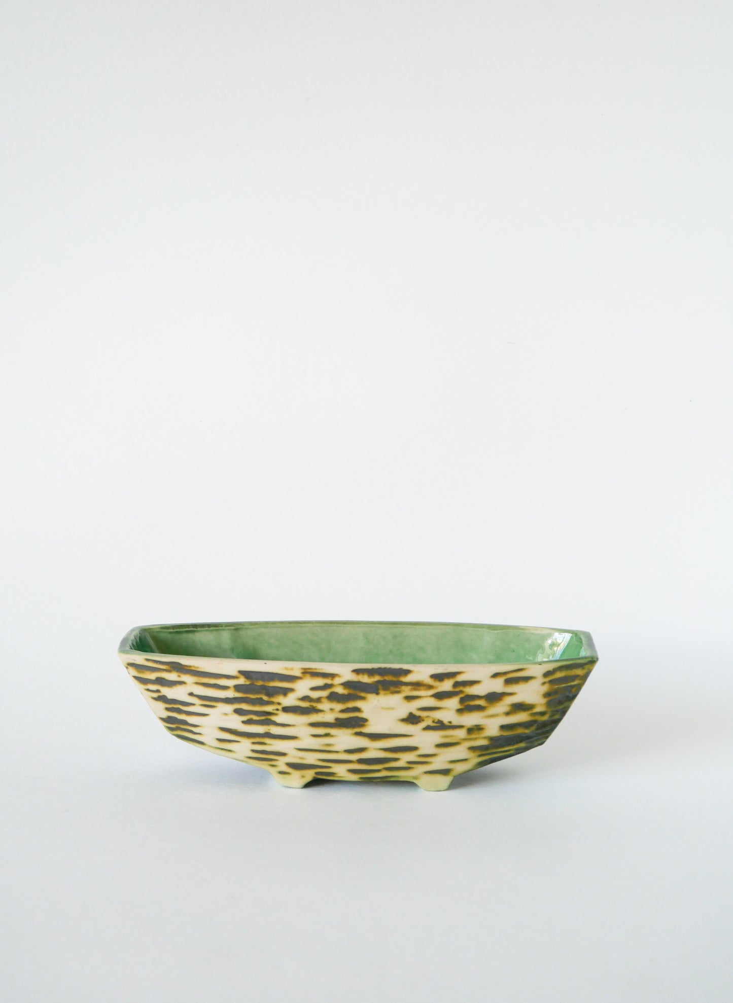 Mini jardinière en céramique sur pieds, Vert, Design, 1970