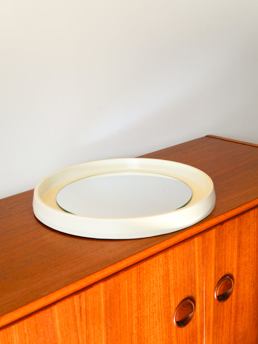 Miroir rond en plexi Crème, Design, 1970