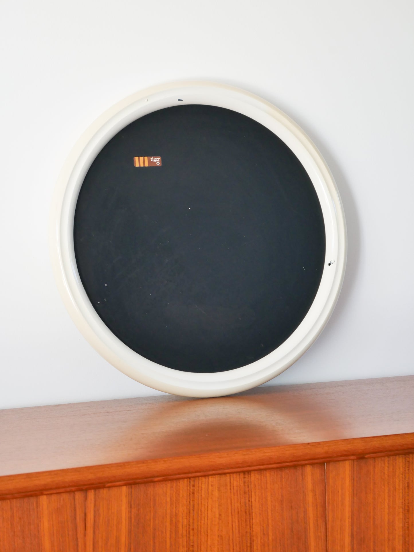 Grand miroir en plastique, Ivoire, Design, 1970 - 50 cm