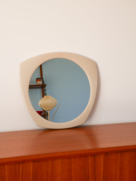 Miroir en plastique, Ivoire, Design, 1970 - 38 cm