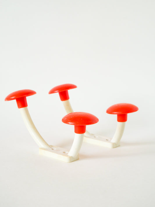 Paire de patères en plastique, Orange et Blanc, Design, 1970
