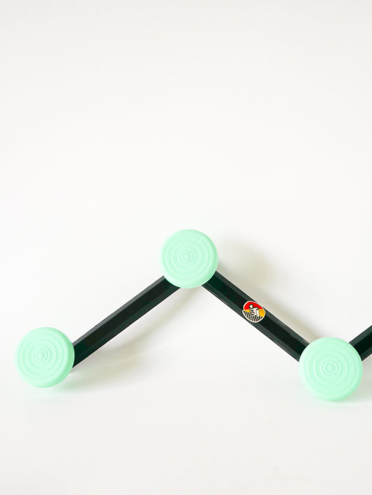 Patère en plastique Syla, Vert menthe et Noir, Design, 1970