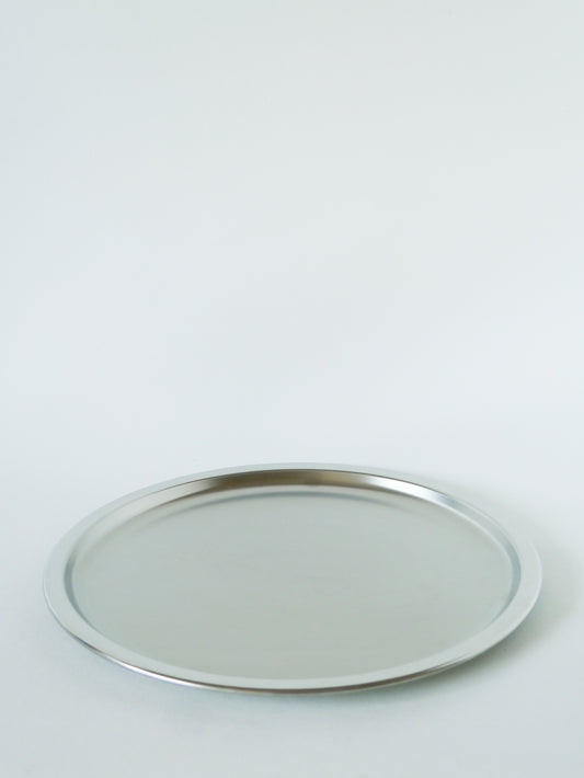 Grand plateau rond en inox, Guy Degrenne, 1970