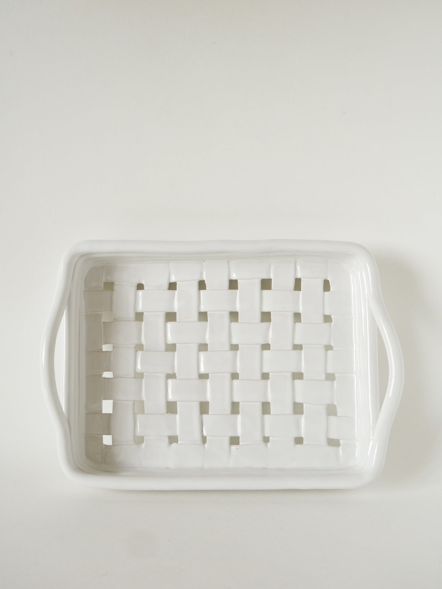 Plateau en céramique tressée, Blanc, 1970